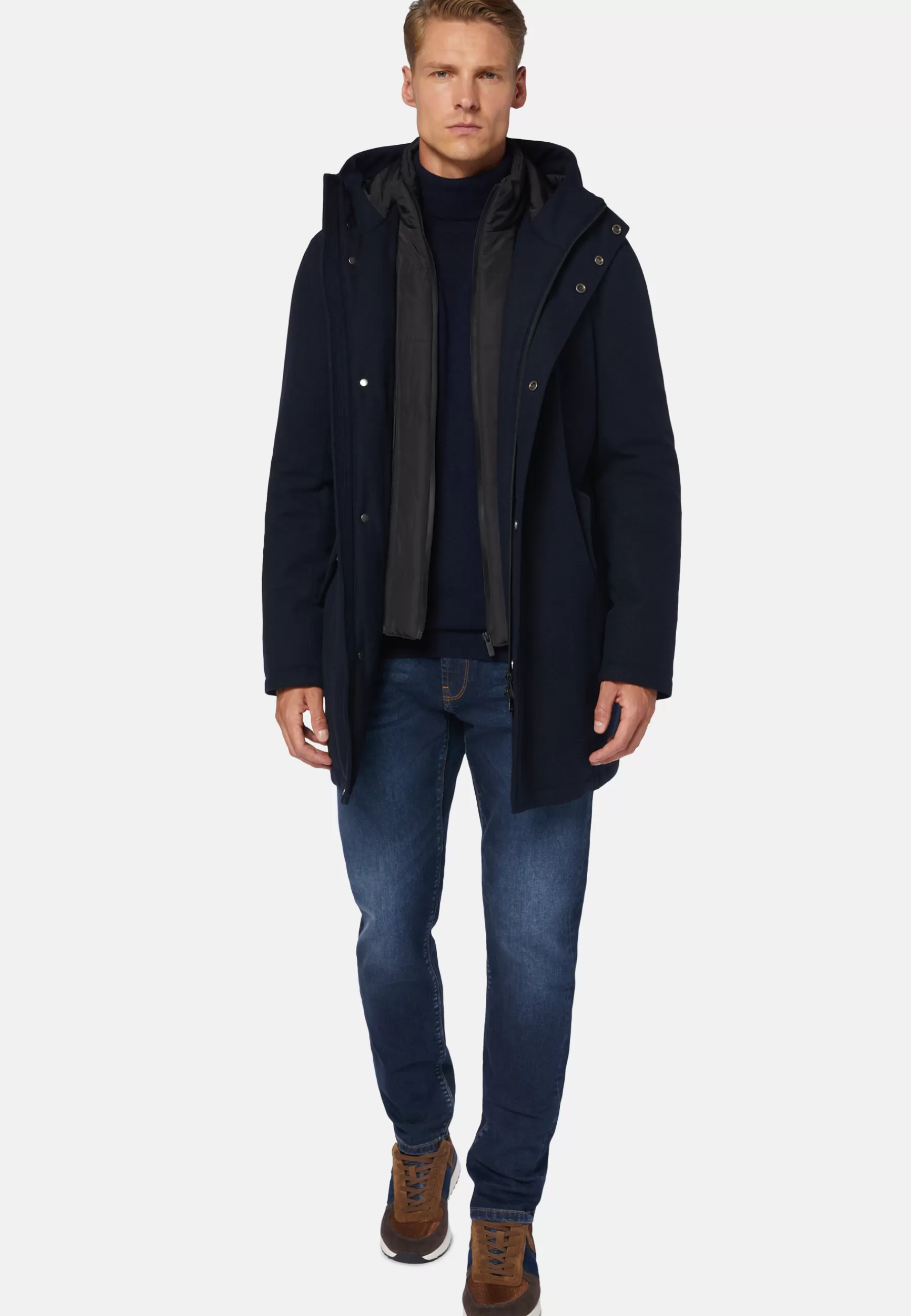 Outerwear^Boggi Milano Padded Wool Blend Parka Navy blue