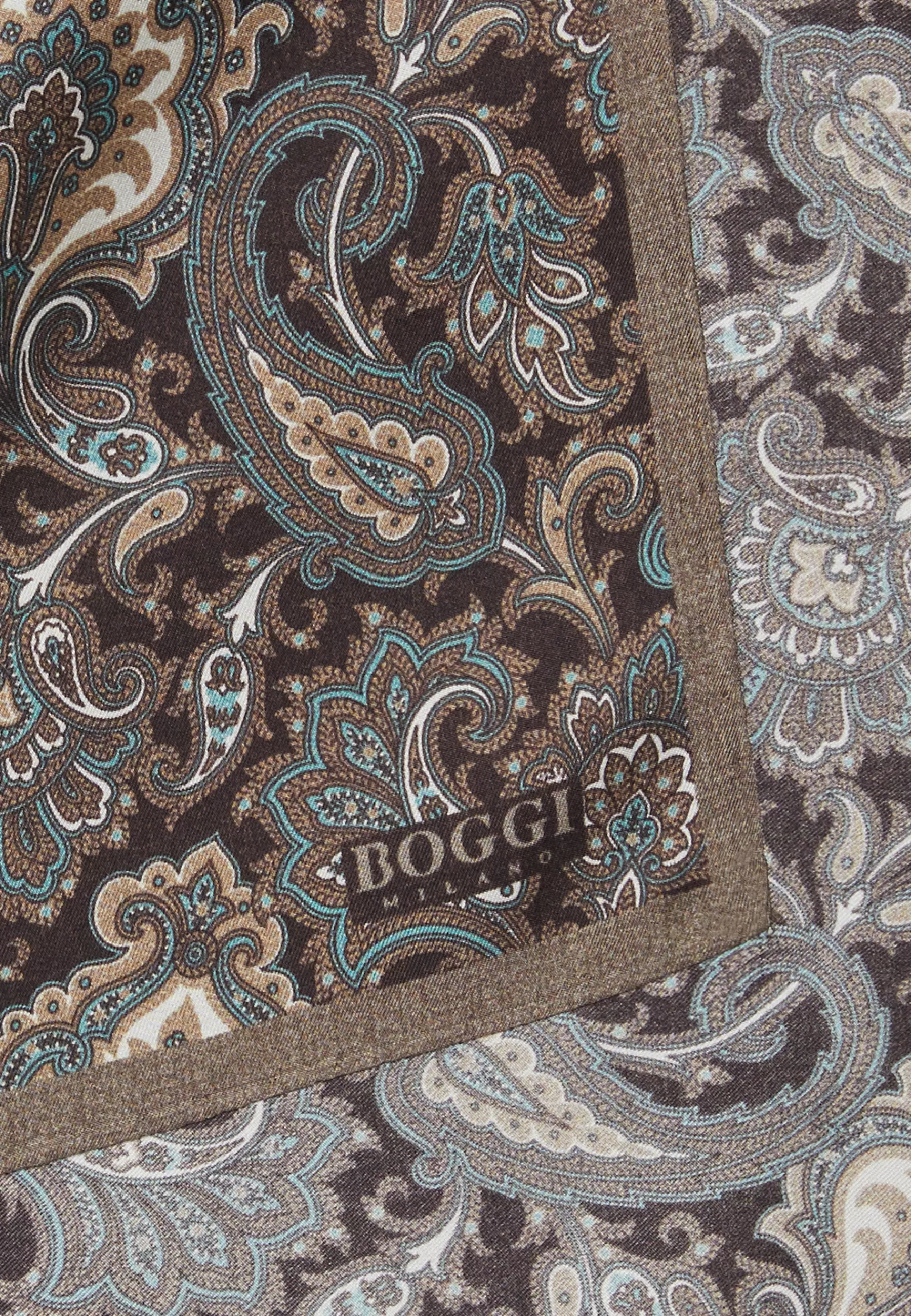 Pocket Squares^Boggi Milano Paisley Print Silk Pocket Square Brown