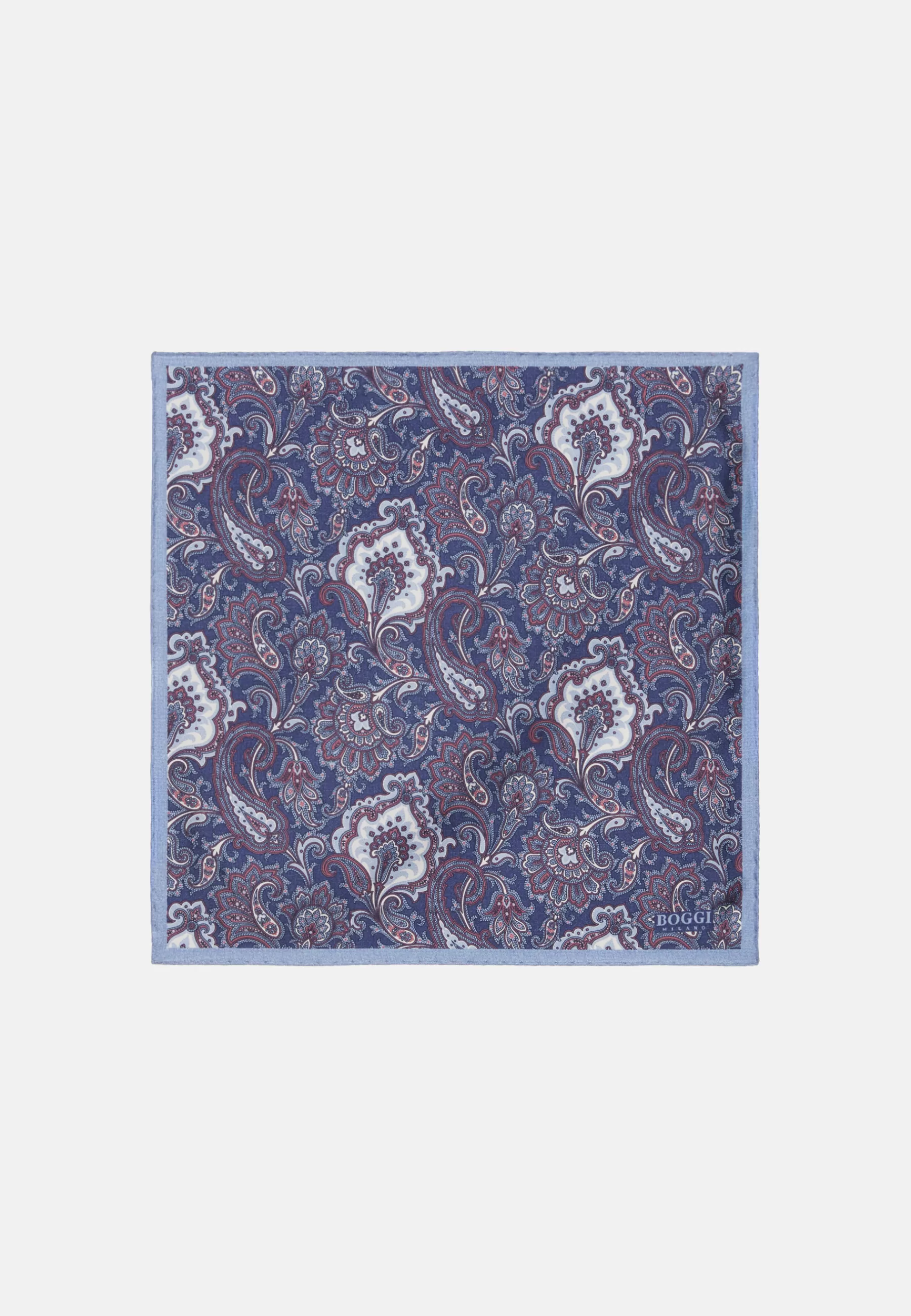 Pocket Squares^Boggi Milano Paisley Print Silk Pocket Square Blue