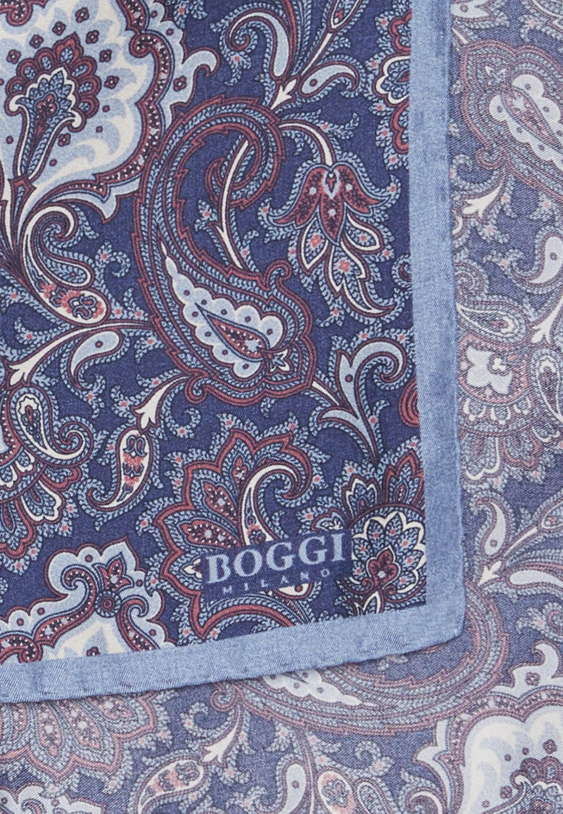 Pocket Squares^Boggi Milano Paisley Print Silk Pocket Square Blue