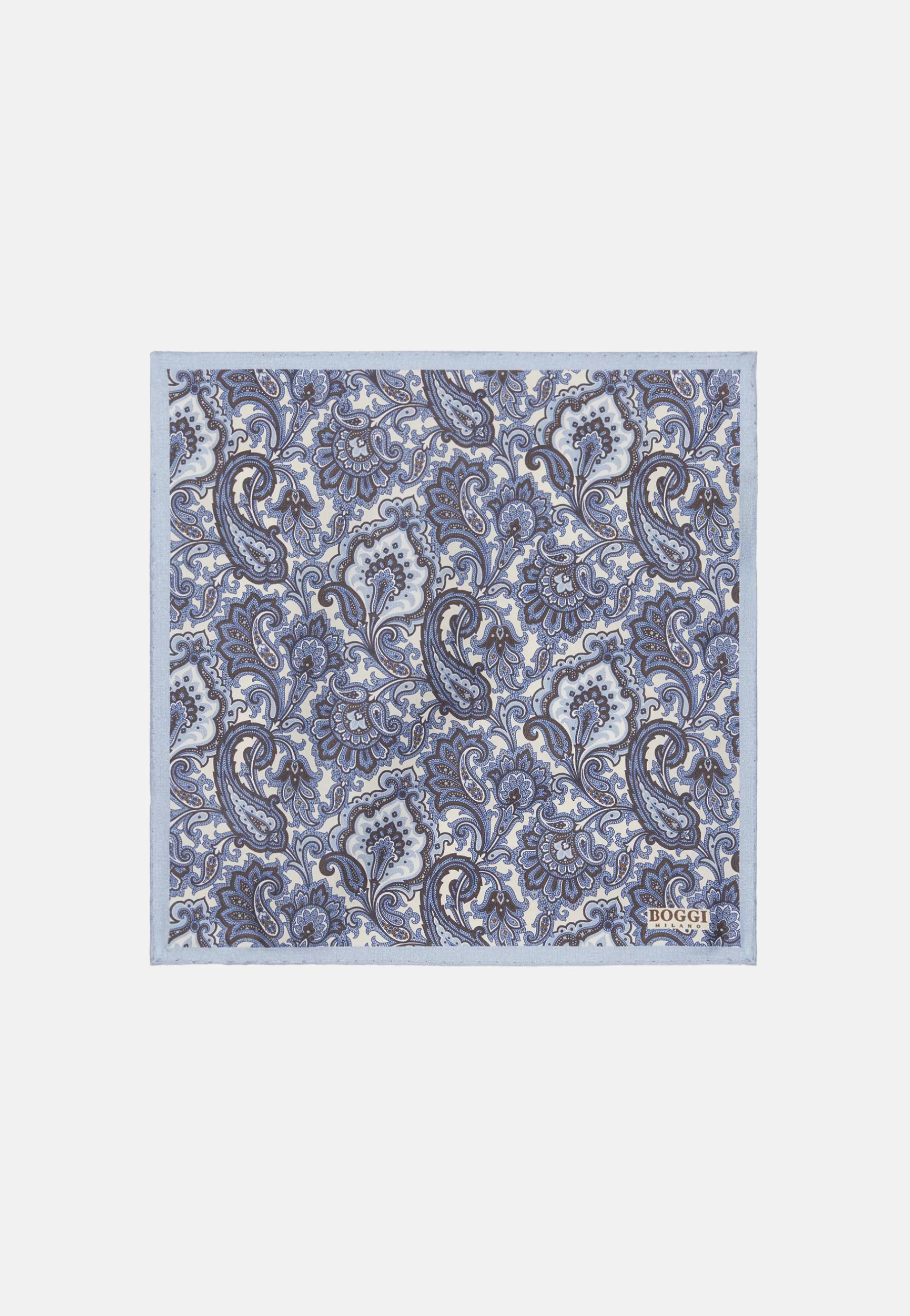 Pocket Squares^Boggi Milano Paisley Print Silk Pocket Square Cream