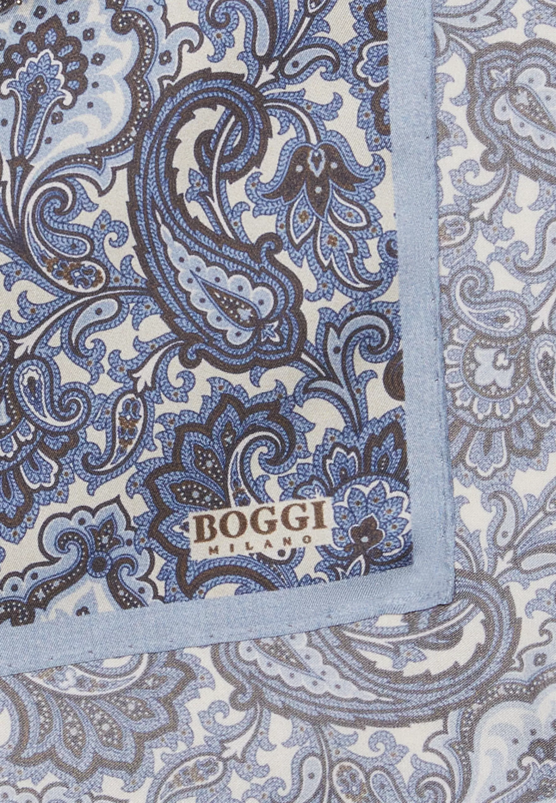 Pocket Squares^Boggi Milano Paisley Print Silk Pocket Square Cream