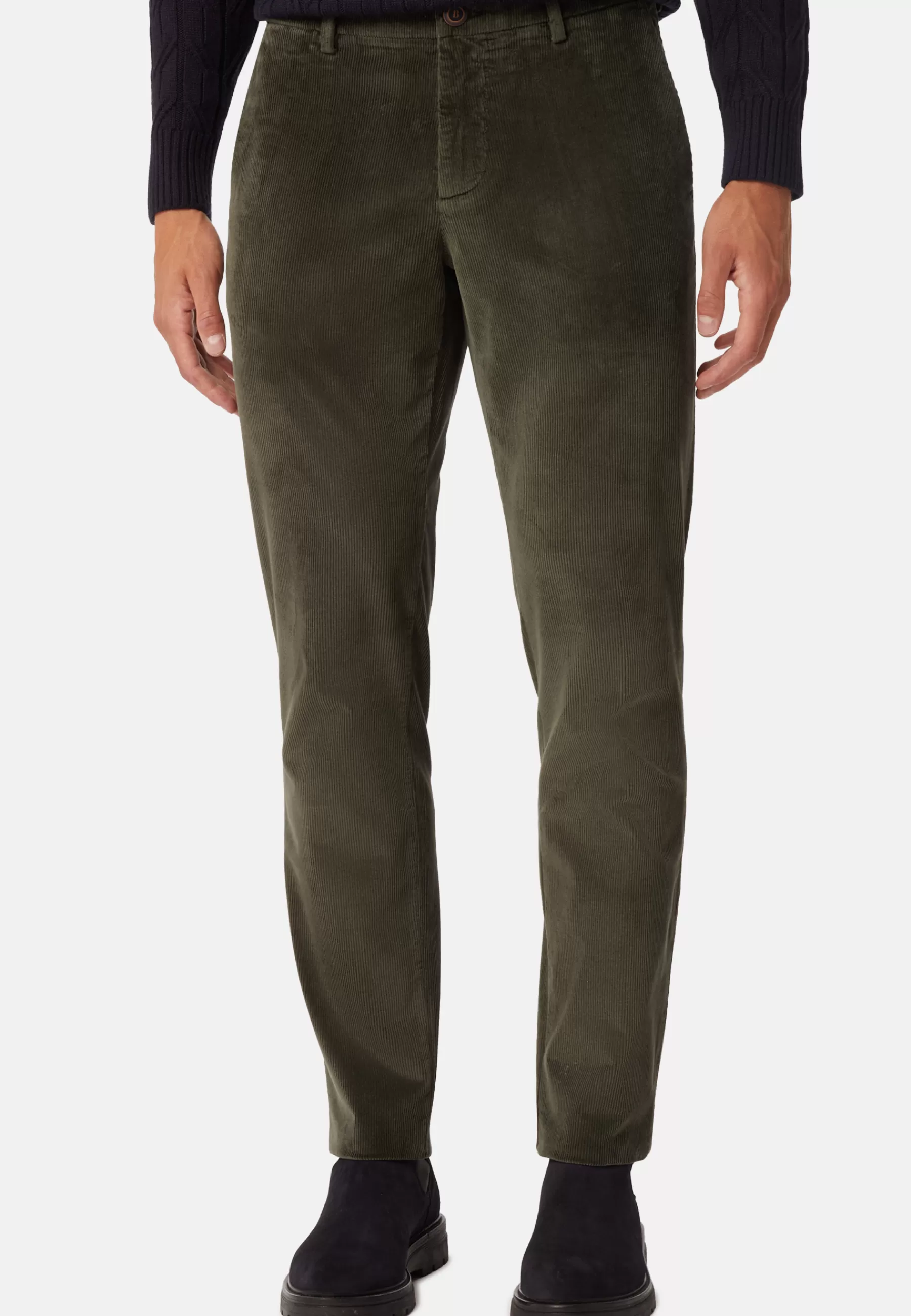 Pants^Boggi Milano Pants in Stretch Velvet Military Green