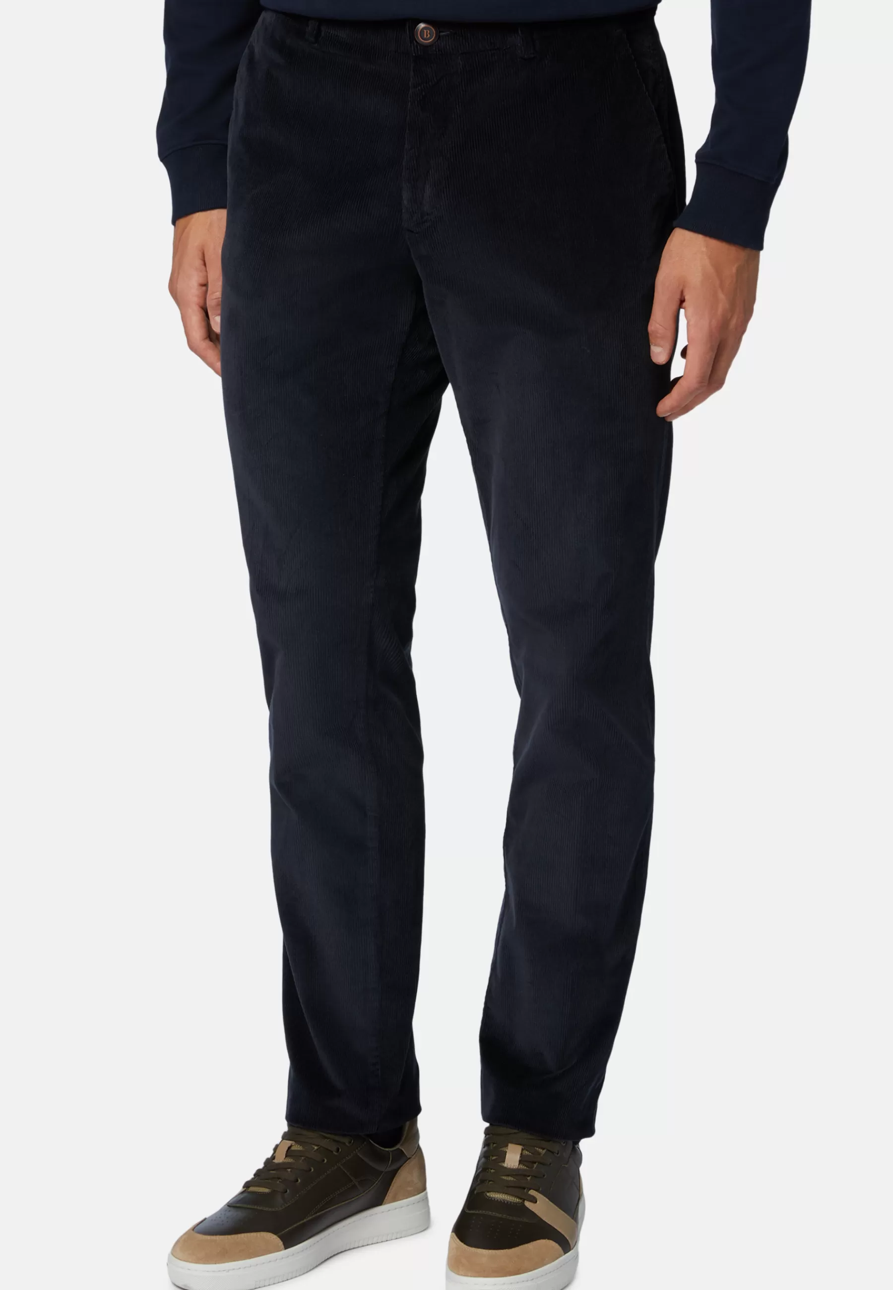 Pants^Boggi Milano Pants in Stretch Velvet Navy blue