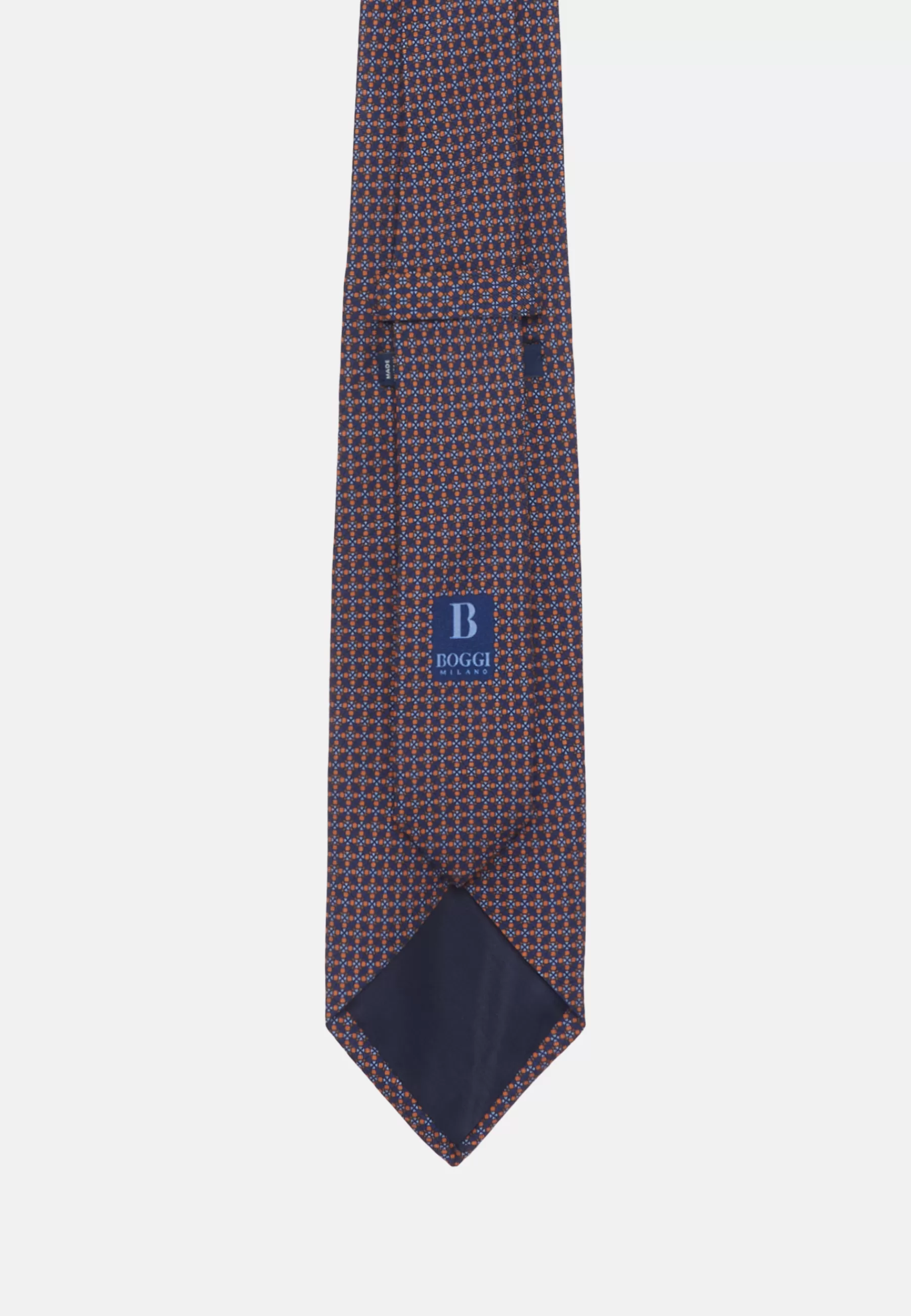 Ties^Boggi Milano Patterned Silk Tie Orange