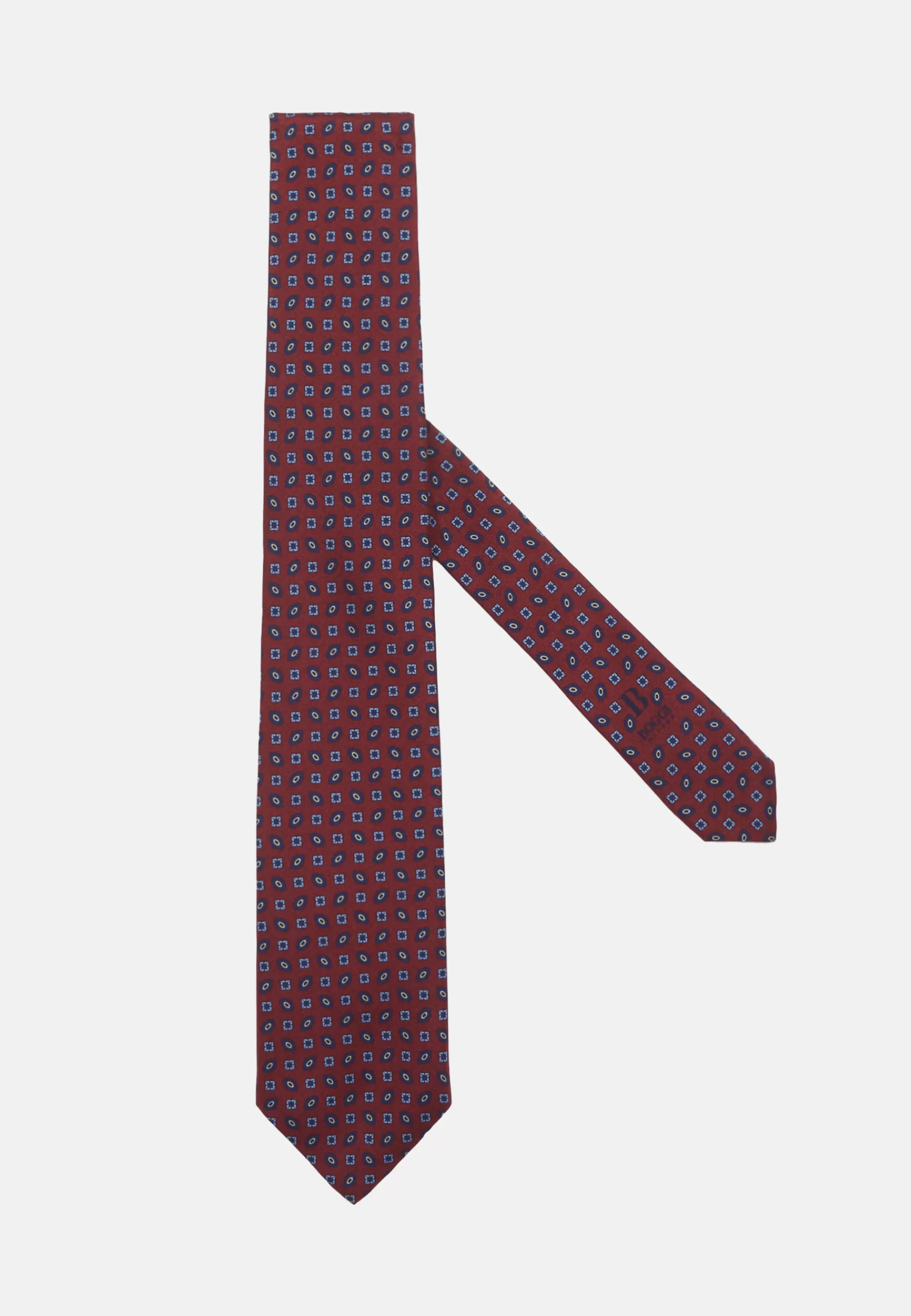 Ties^Boggi Milano Patterned Silk Tie Burgundy