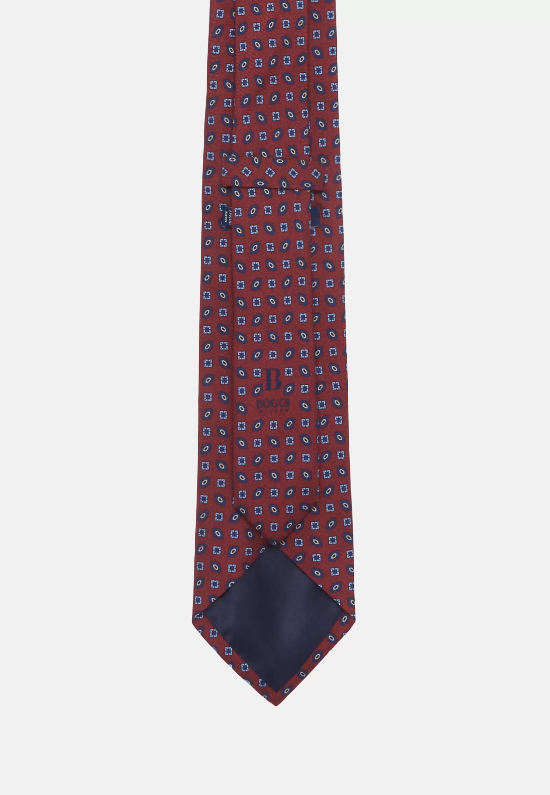 Ties^Boggi Milano Patterned Silk Tie Burgundy