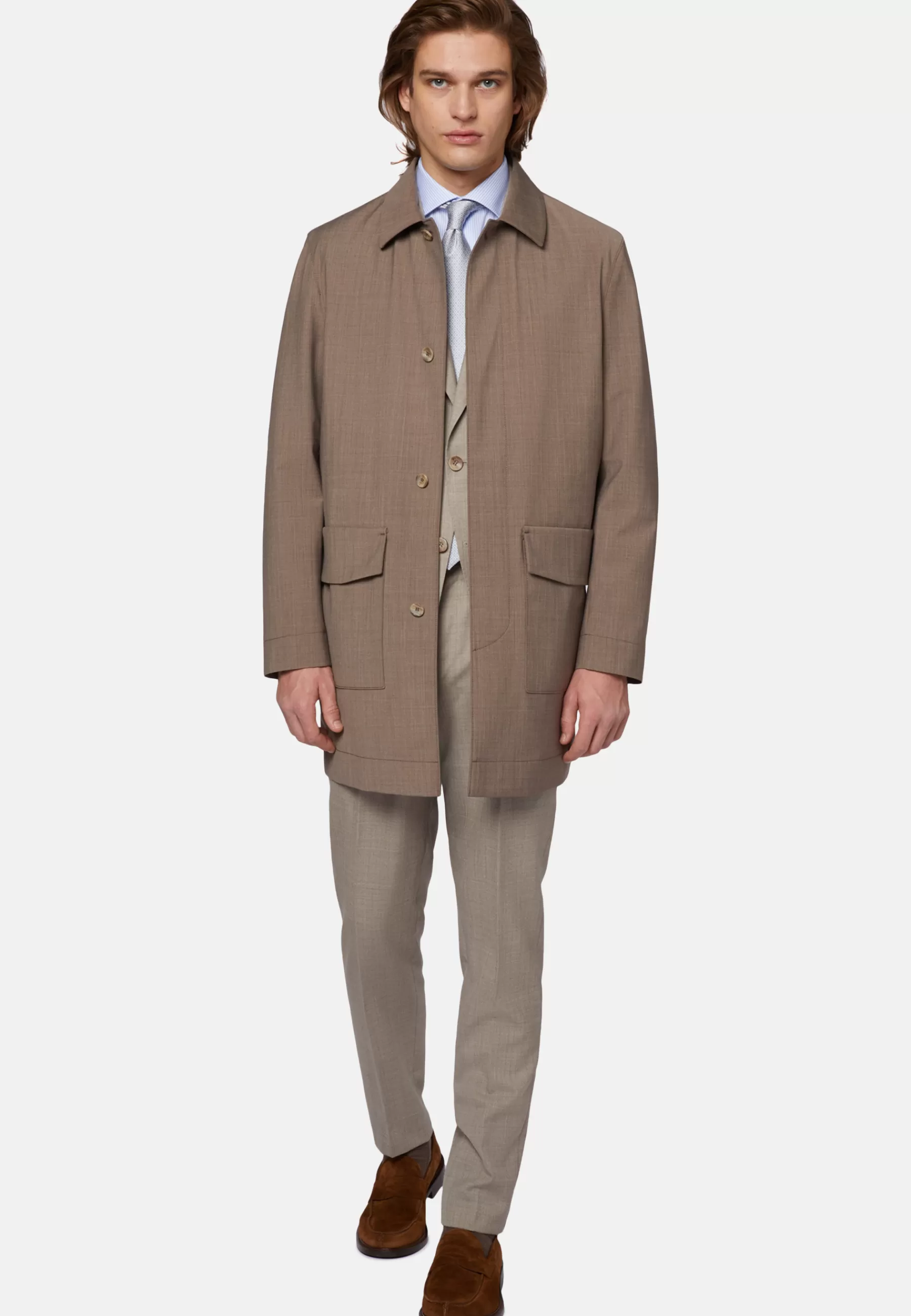 Outerwear^Boggi Milano Pea Coat In Technical Wool Taupe