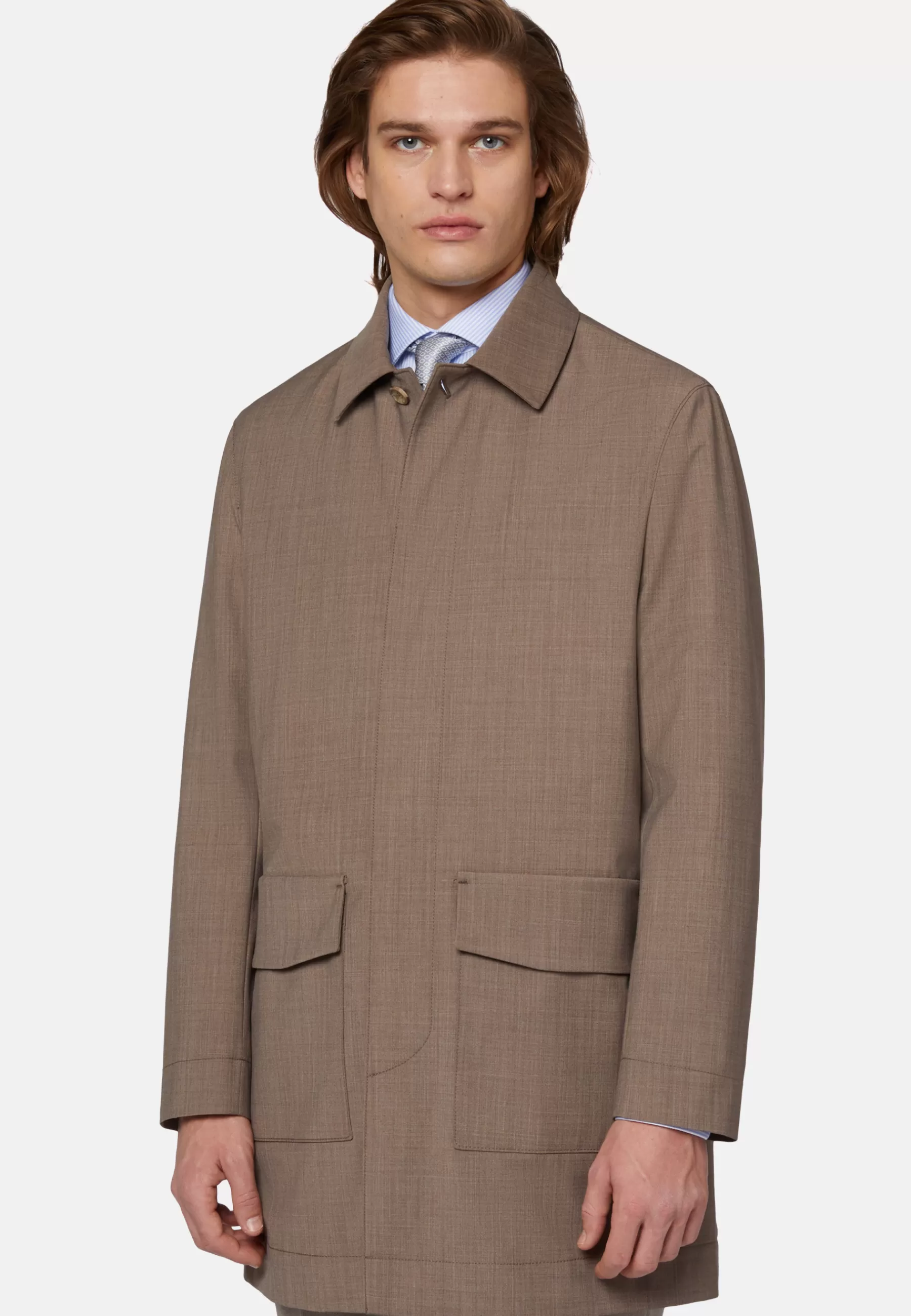 Outerwear^Boggi Milano Pea Coat In Technical Wool Taupe