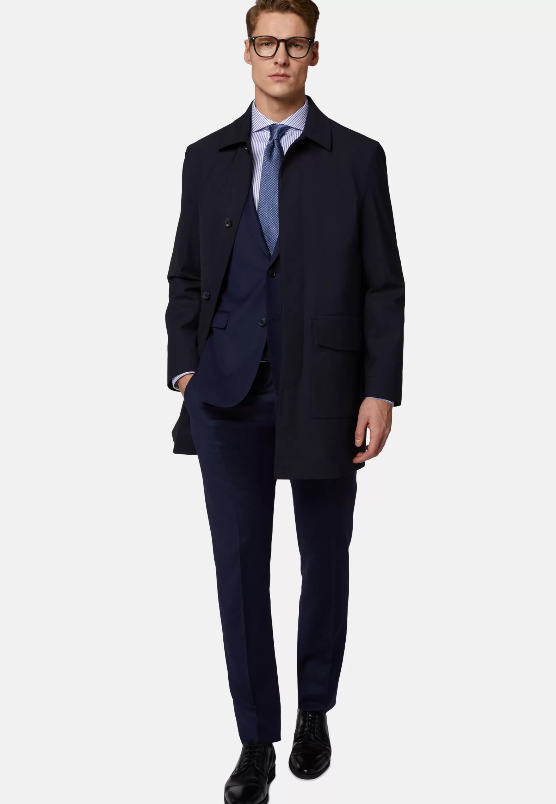 Outerwear^Boggi Milano Pea Coat In Technical Wool Navy blue