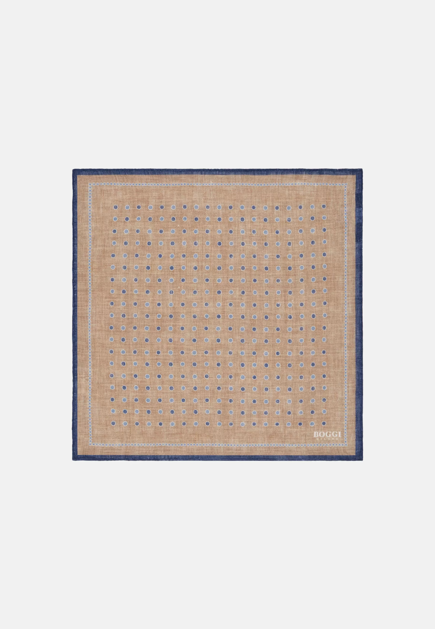 Pocket Squares^Boggi Milano Polka Dot Pattern Linen Pocket Square Taupe