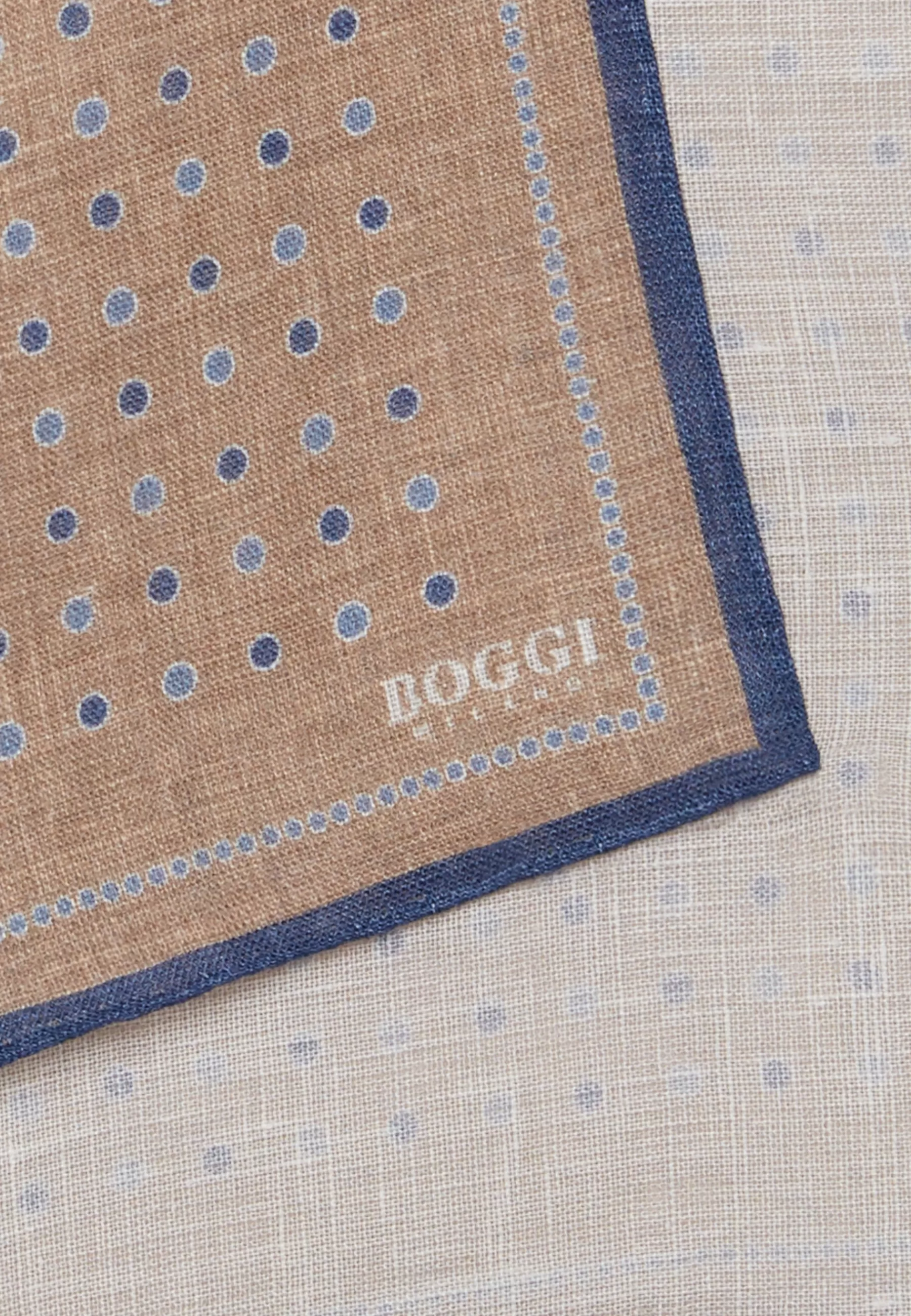 Pocket Squares^Boggi Milano Polka Dot Pattern Linen Pocket Square Taupe