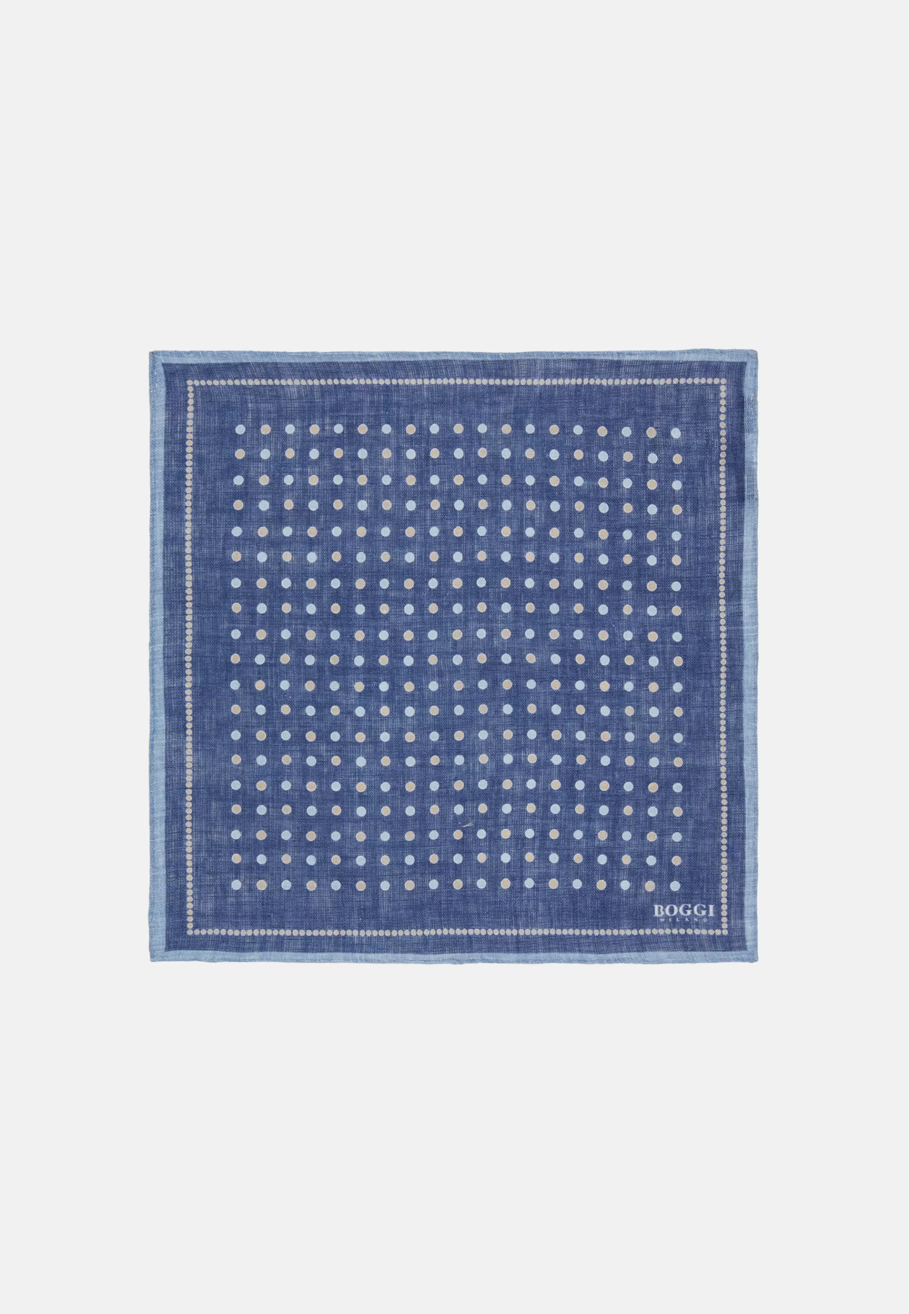 Pocket Squares^Boggi Milano Polka Dot Pattern Linen Pocket Square Blue