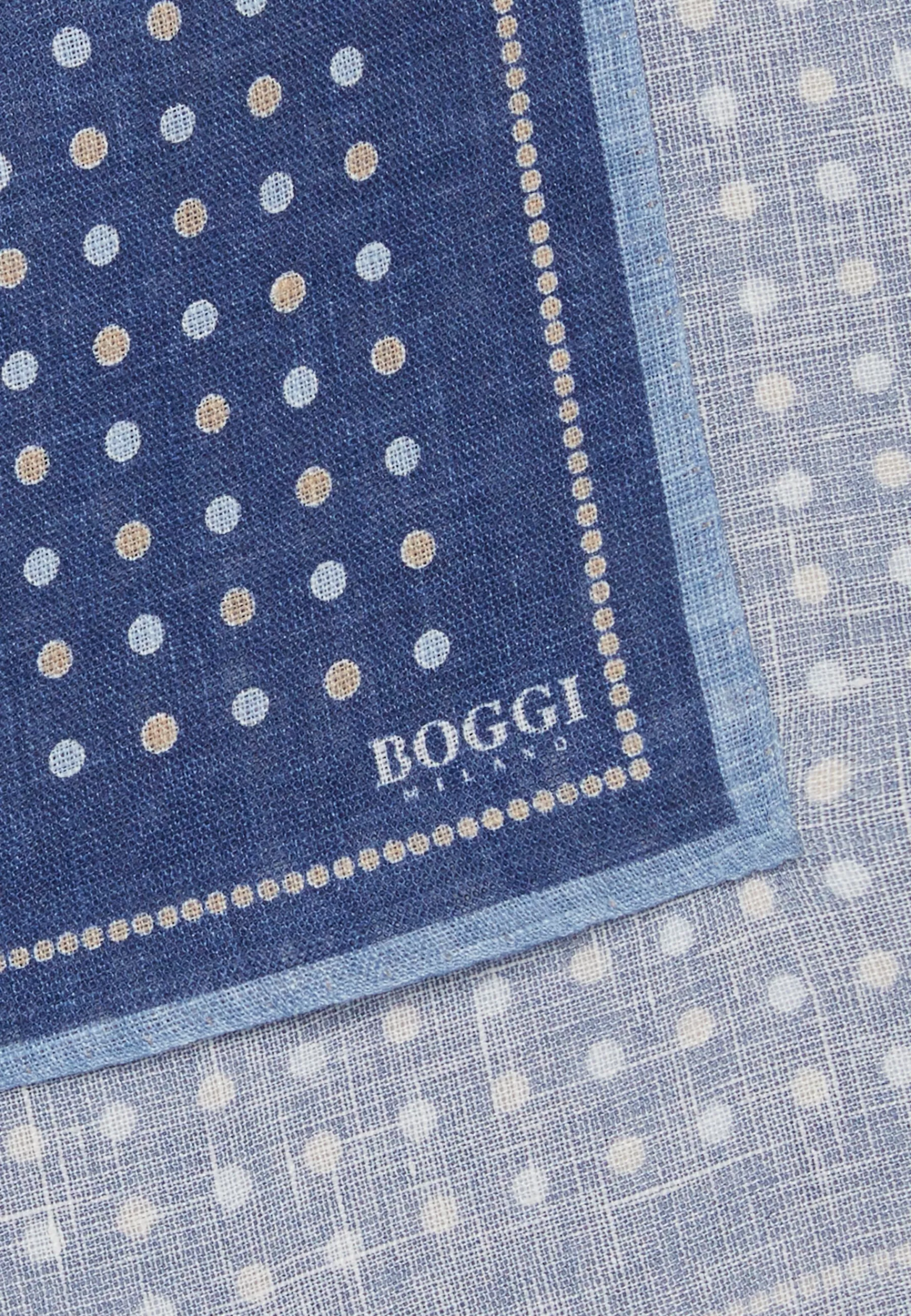 Pocket Squares^Boggi Milano Polka Dot Pattern Linen Pocket Square Blue