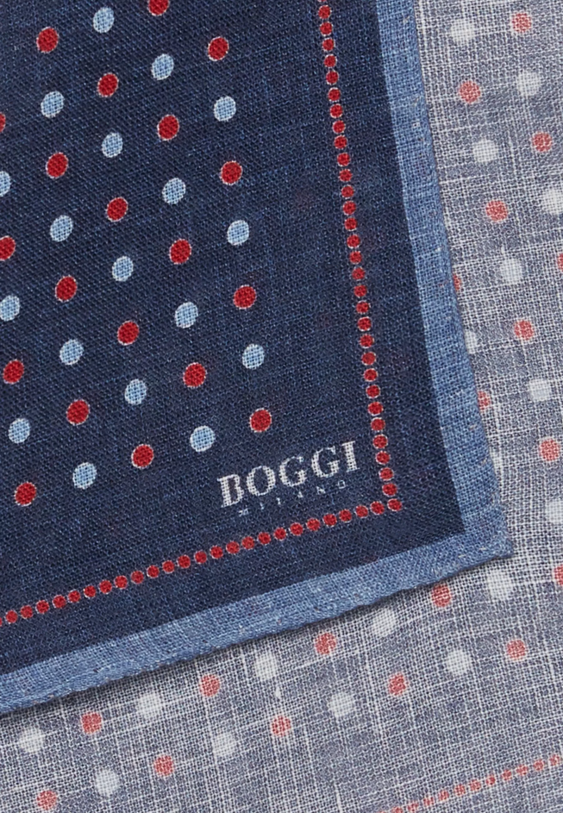 Pocket Squares^Boggi Milano Polka Dot Pattern Linen Pocket Square Burgundy