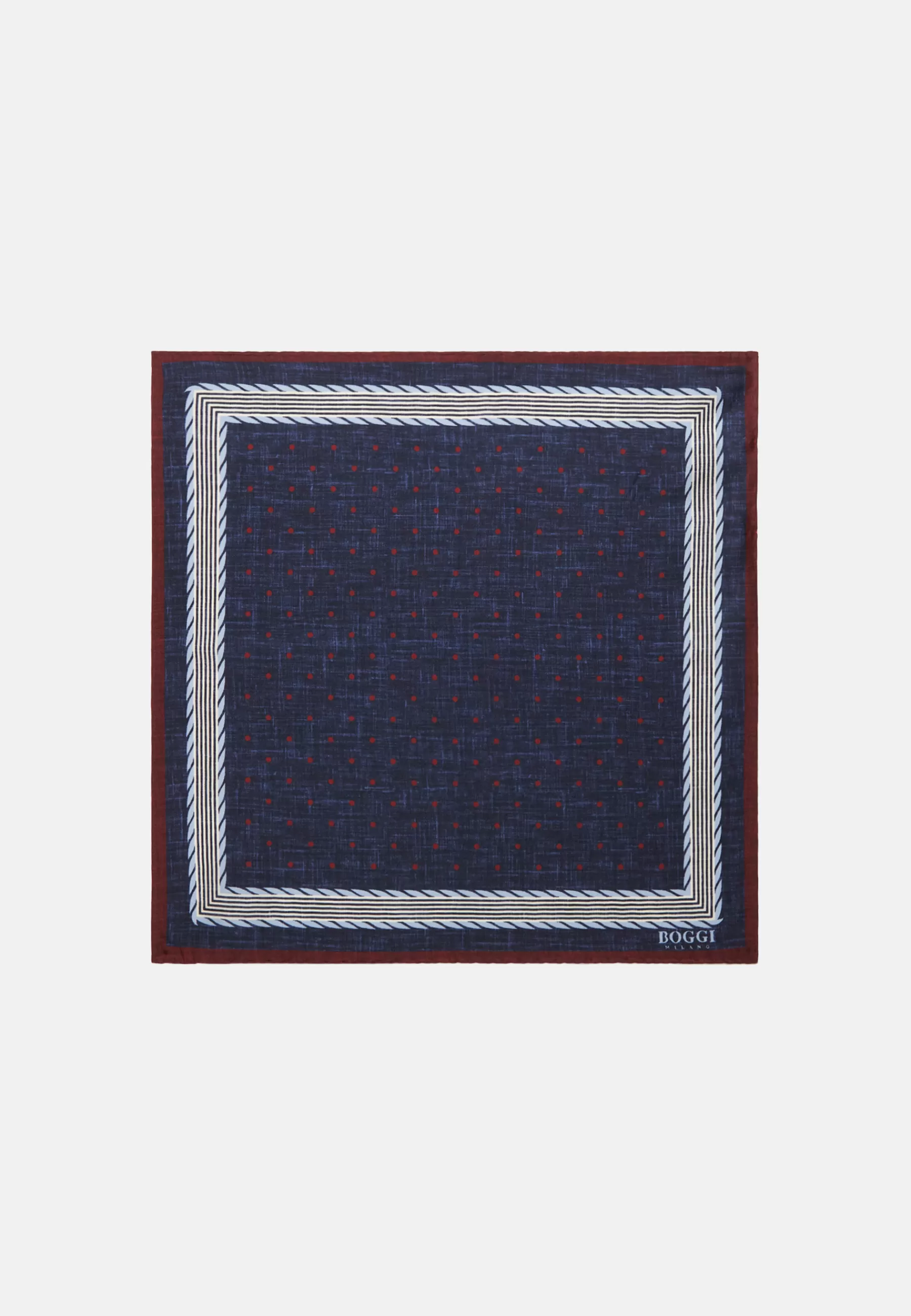 Pocket Squares^Boggi Milano Polka Dot Silk Clutch Bag Navy - Burgundy