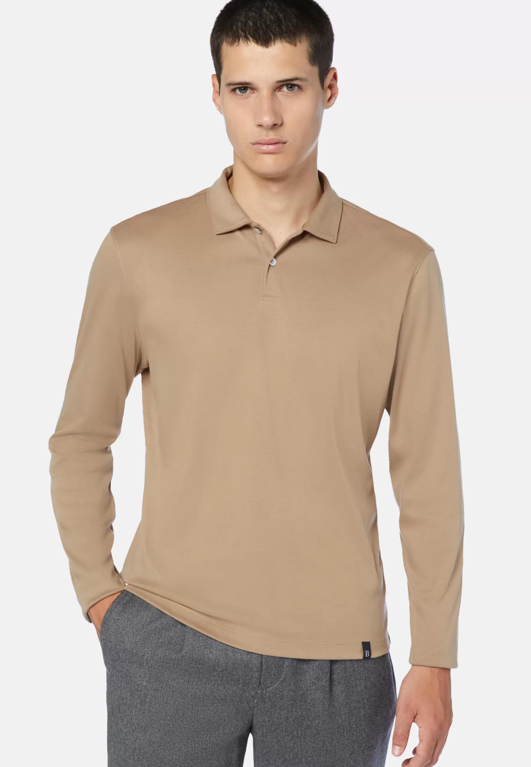 Polo^Boggi Milano Polo Shirt in a Cotton Blend High-Performance Jersey Regular Hazelnut