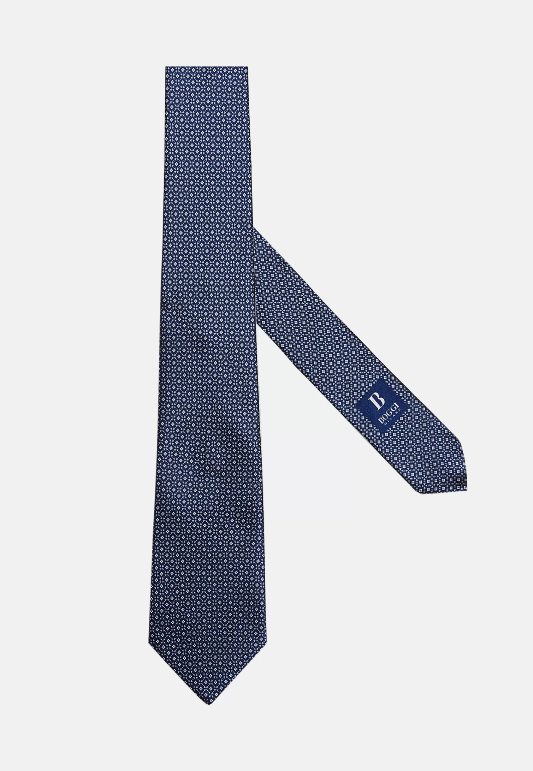 Ties^Boggi Milano Printed Silk Ceremony Tie Navy blue