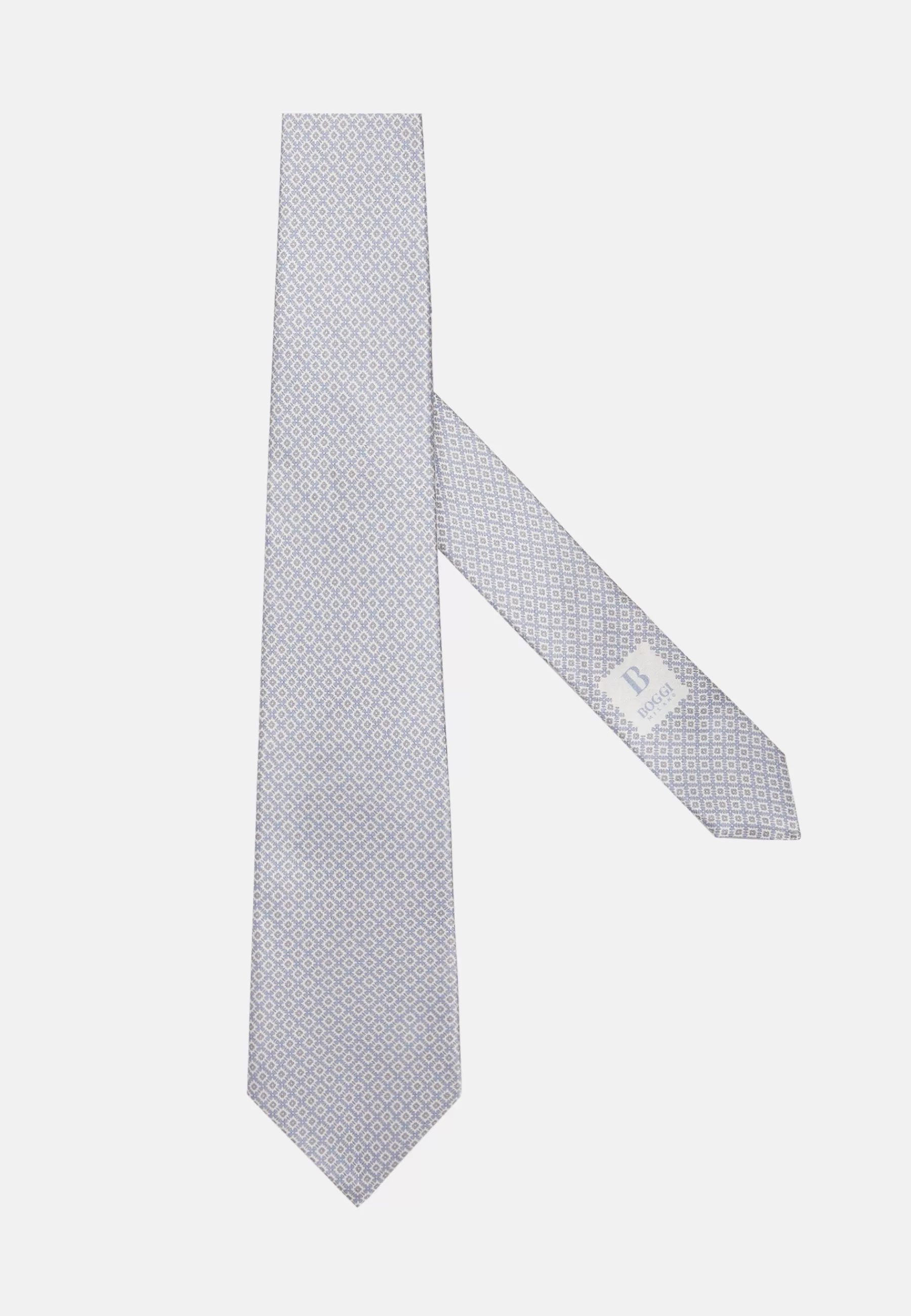 Ties^Boggi Milano Printed Silk Ceremony Tie Light Blue