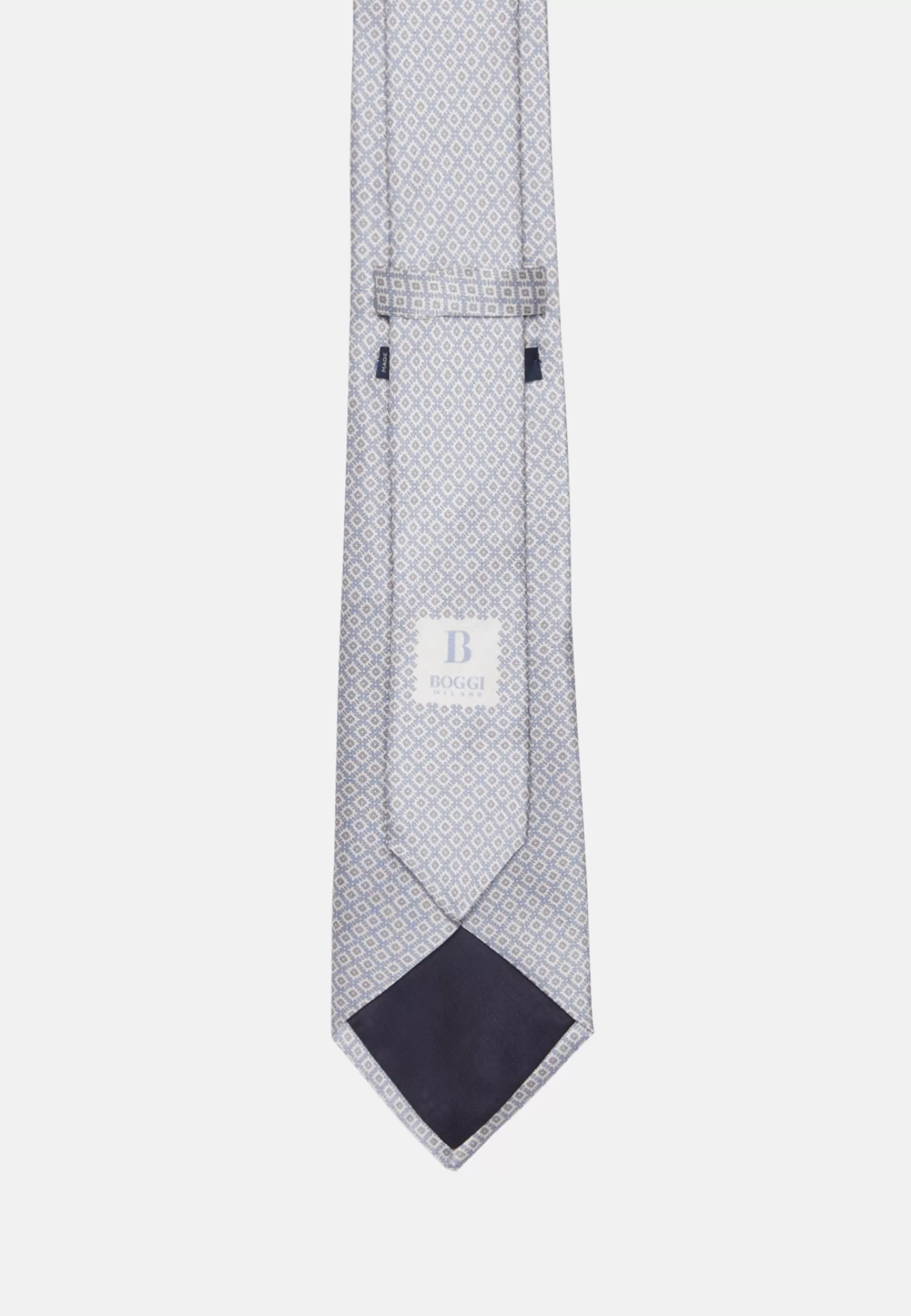 Ties^Boggi Milano Printed Silk Ceremony Tie Light Blue