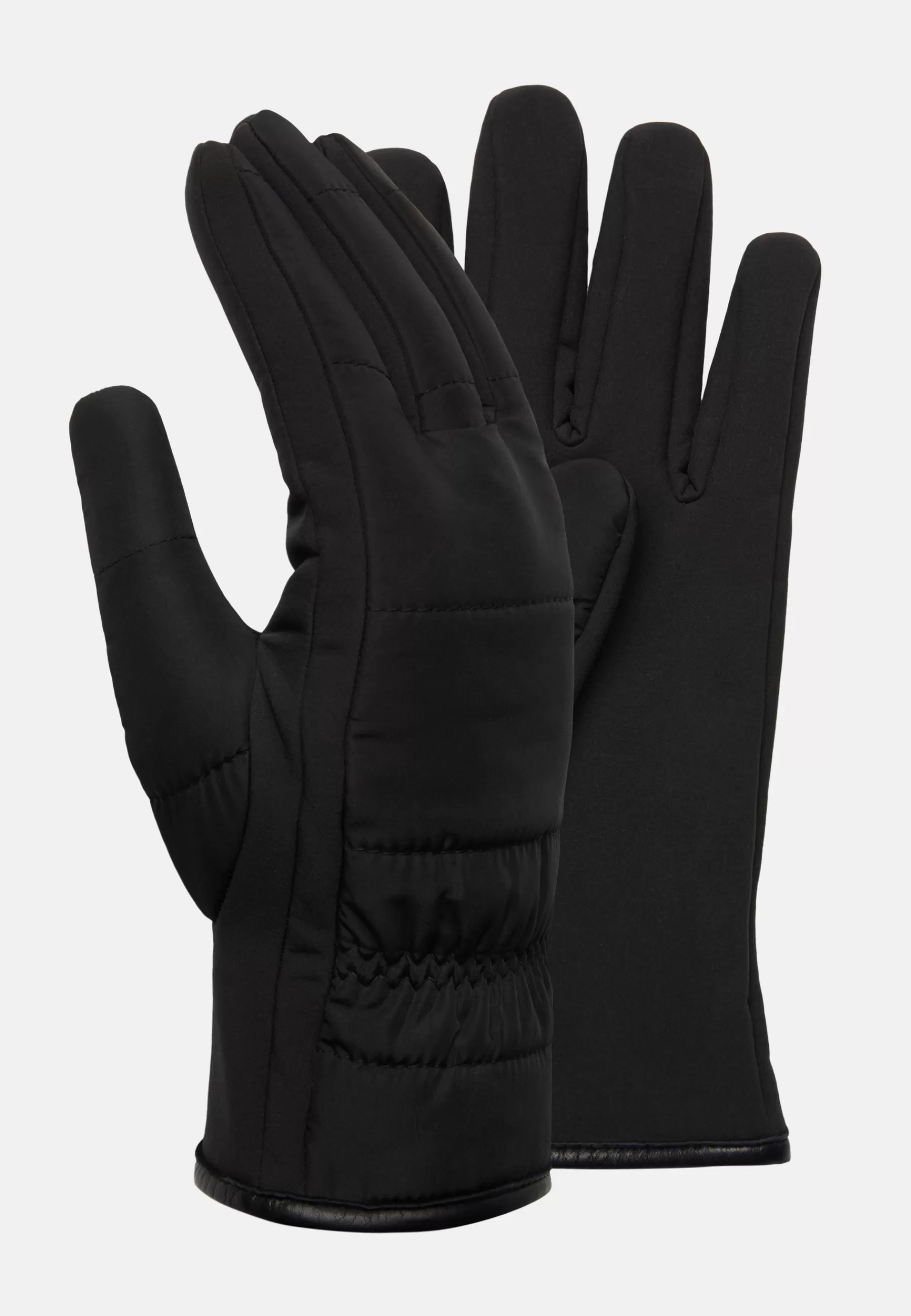 Gloves^Boggi Milano Quilted Technical Fabric Gloves Black