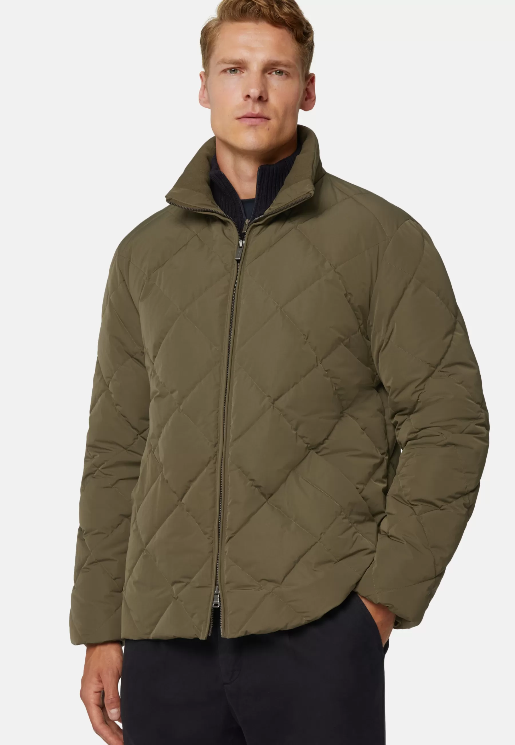 Outerwear^Boggi Milano Recycled Fabric Goose Down Bomber Jacket Military Green