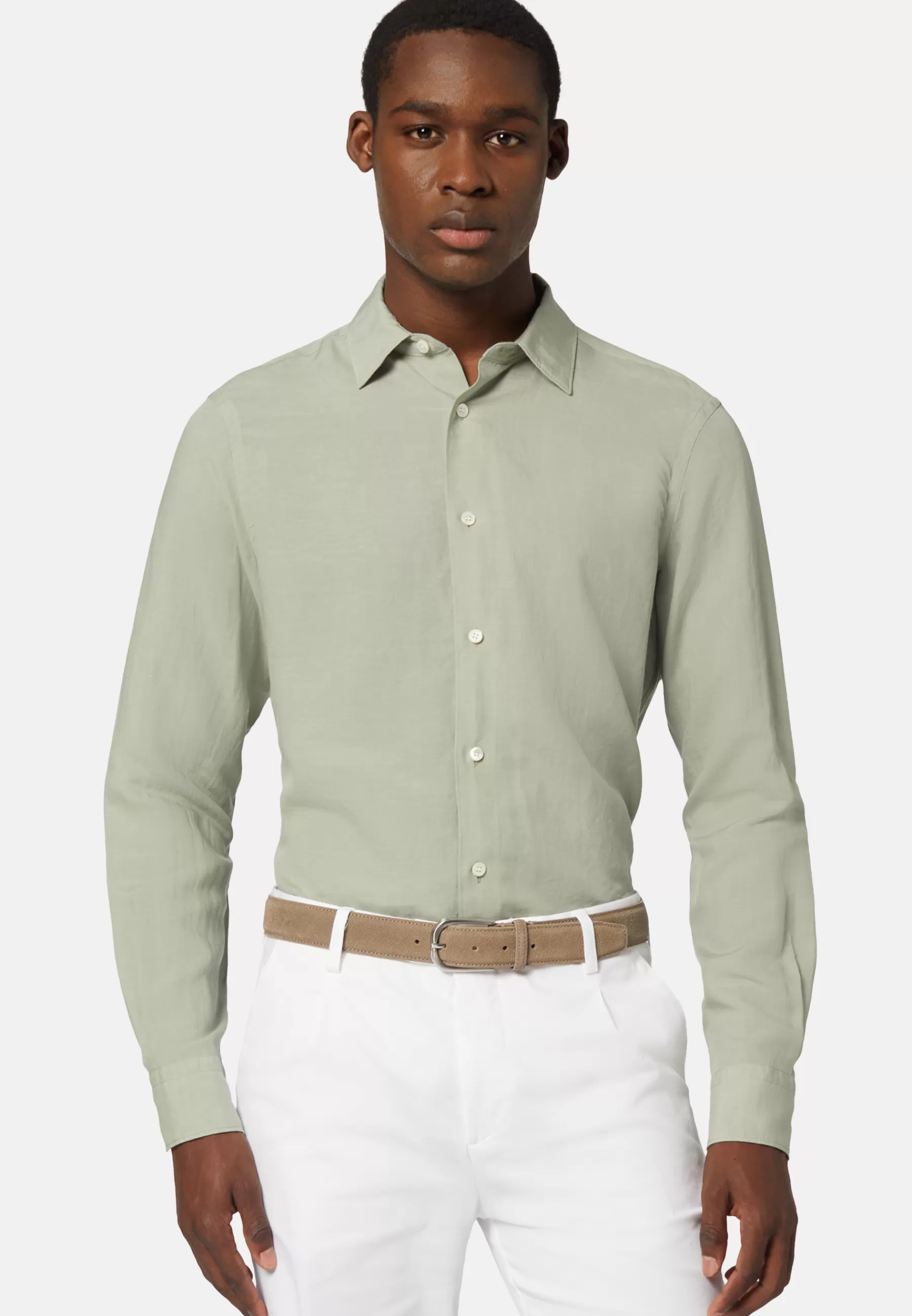 Casual Shirts^Boggi Milano Regular Fit Tencel/Linen Shirt Green