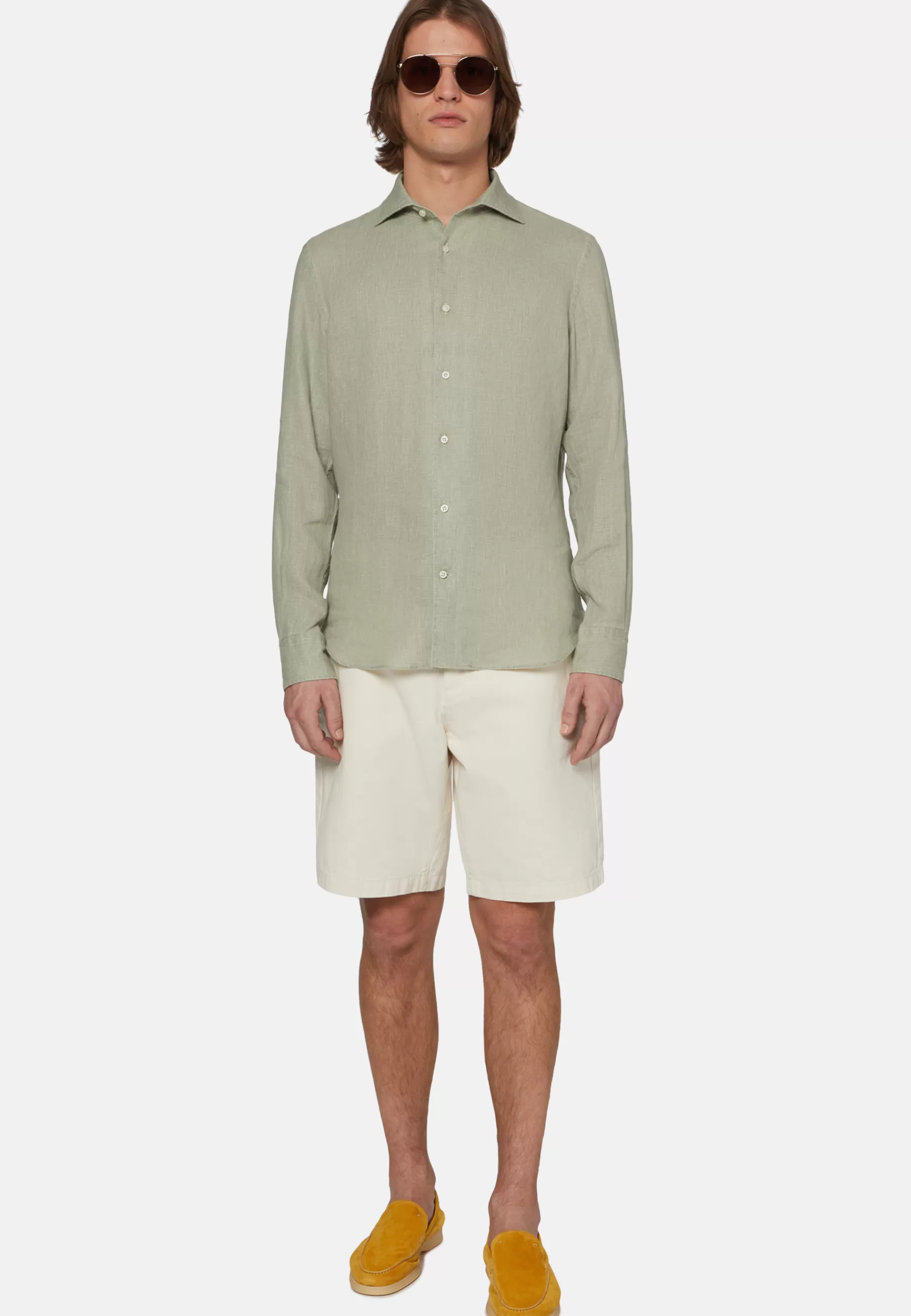 Casual Shirts^Boggi Milano Regular Fit Linen Shirt in Military Green