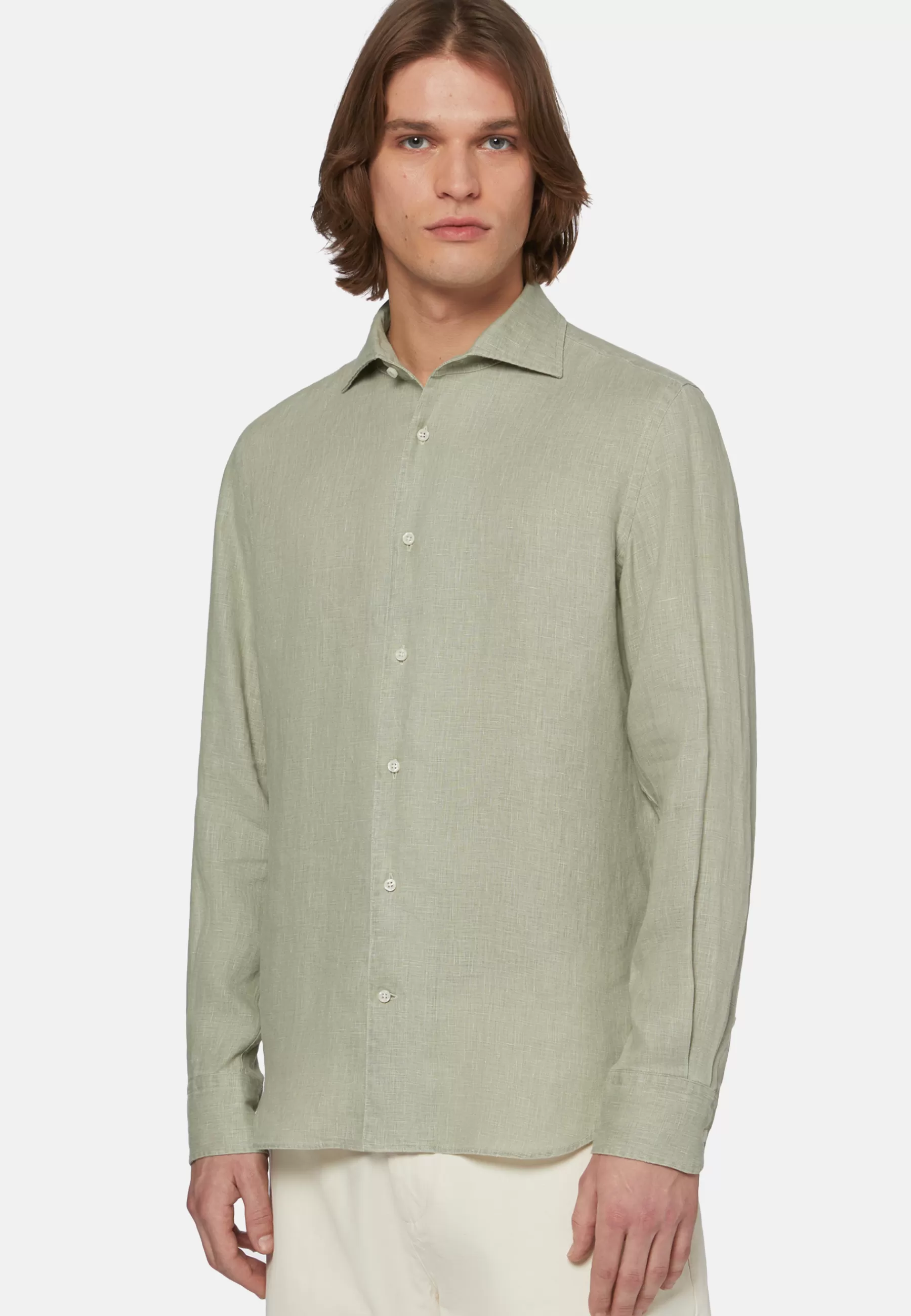 Casual Shirts^Boggi Milano Regular Fit Linen Shirt in Military Green