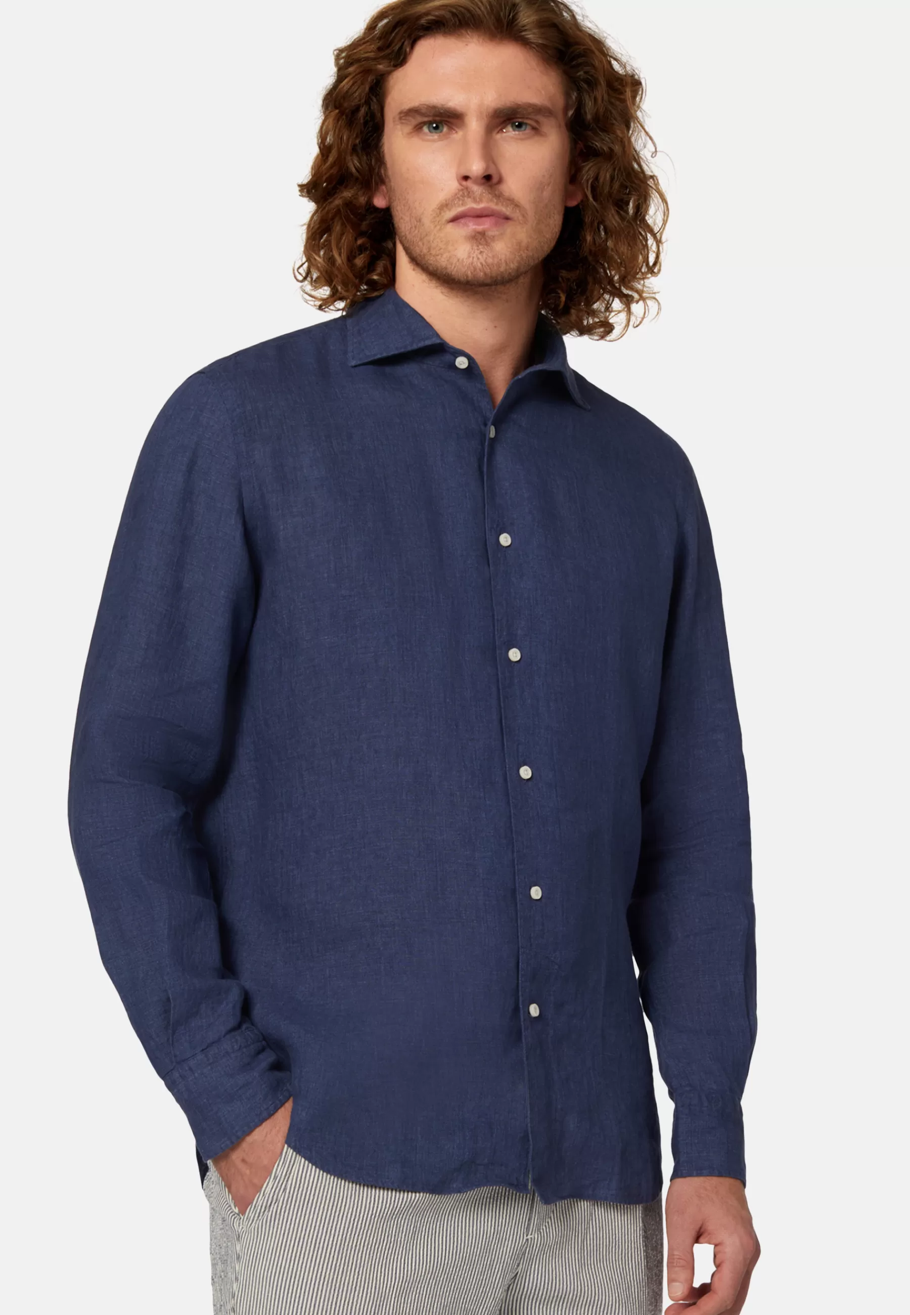 Casual Shirts^Boggi Milano Regular Fit Linen Shirt Navy blue