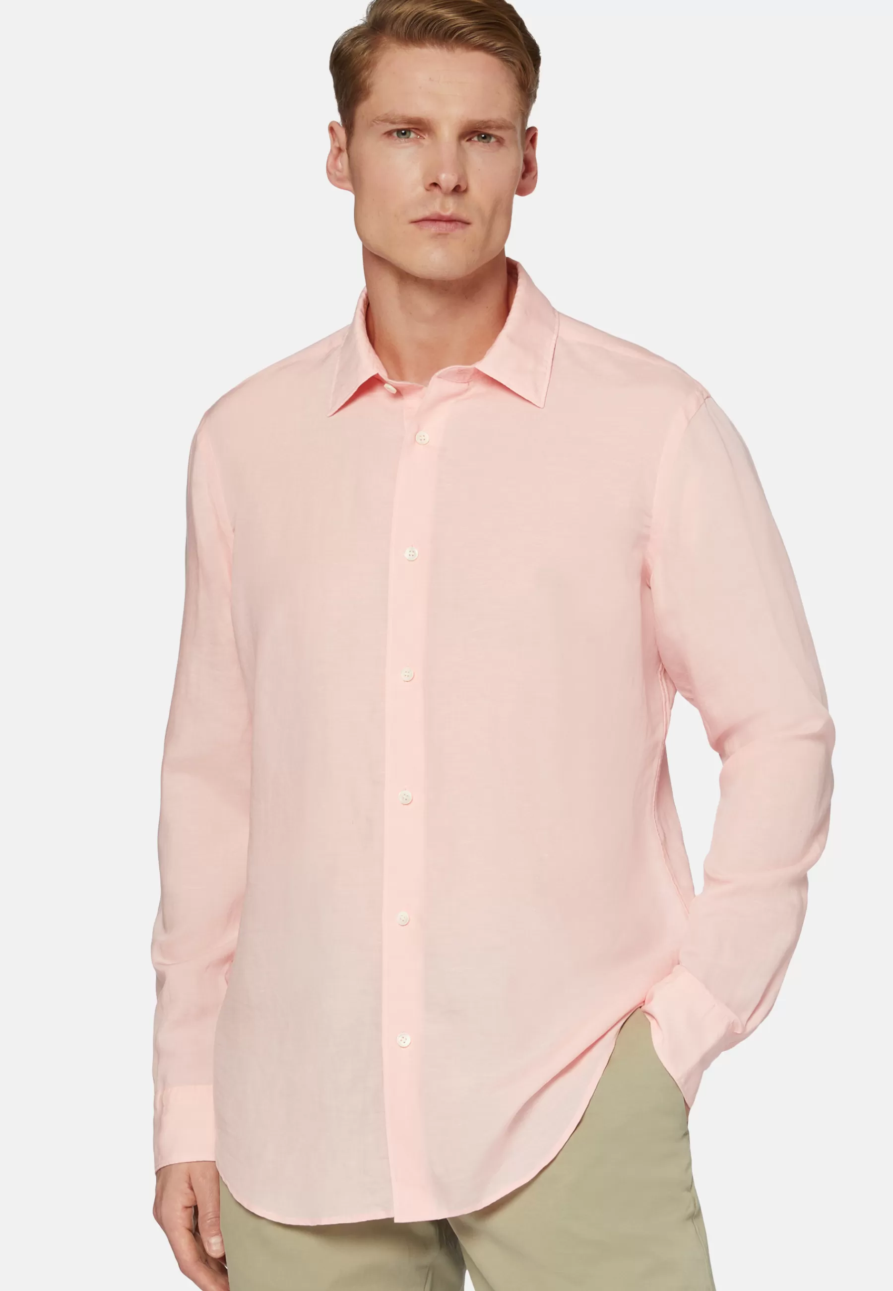 Casual Shirts^Boggi Milano Regular Fit Tencel Linen Shirt Pink