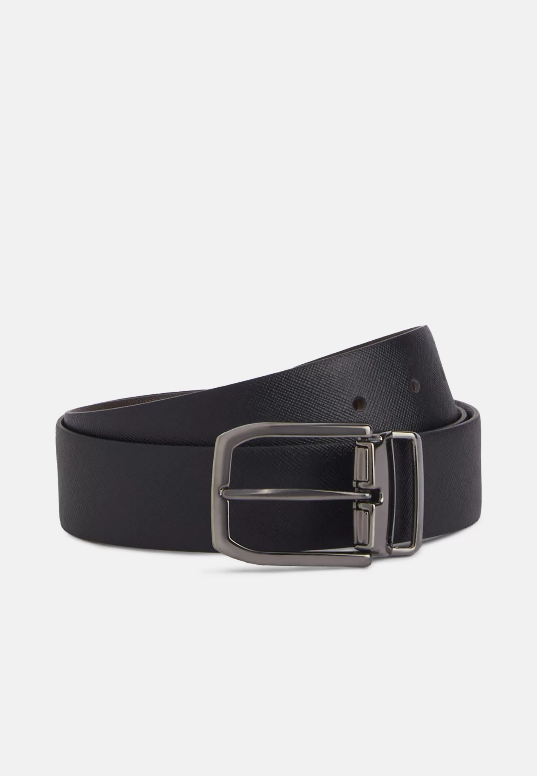 Belts^Boggi Milano Reversible Belt in Printed Leather Black