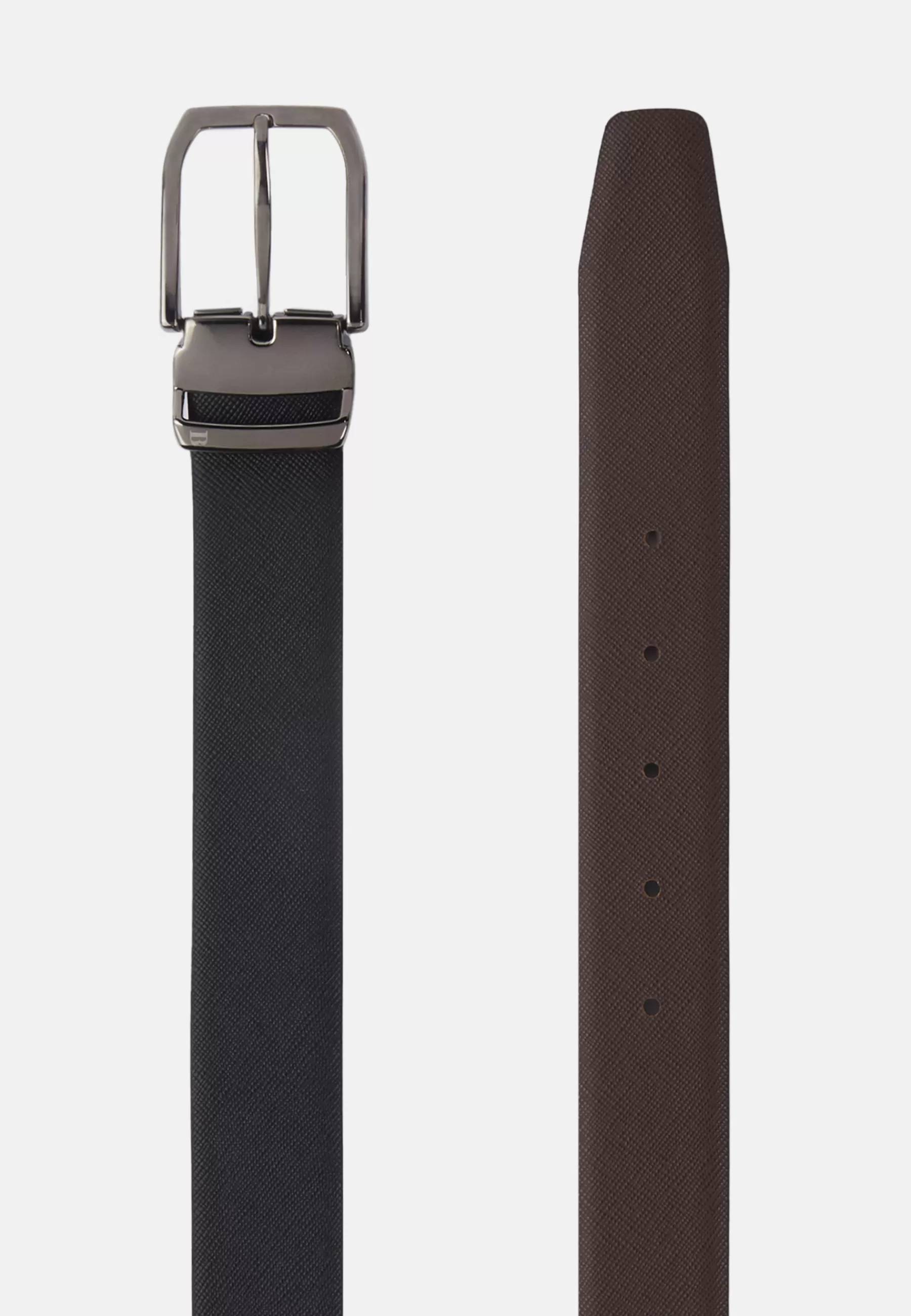 Belts^Boggi Milano Reversible Belt in Printed Leather Black