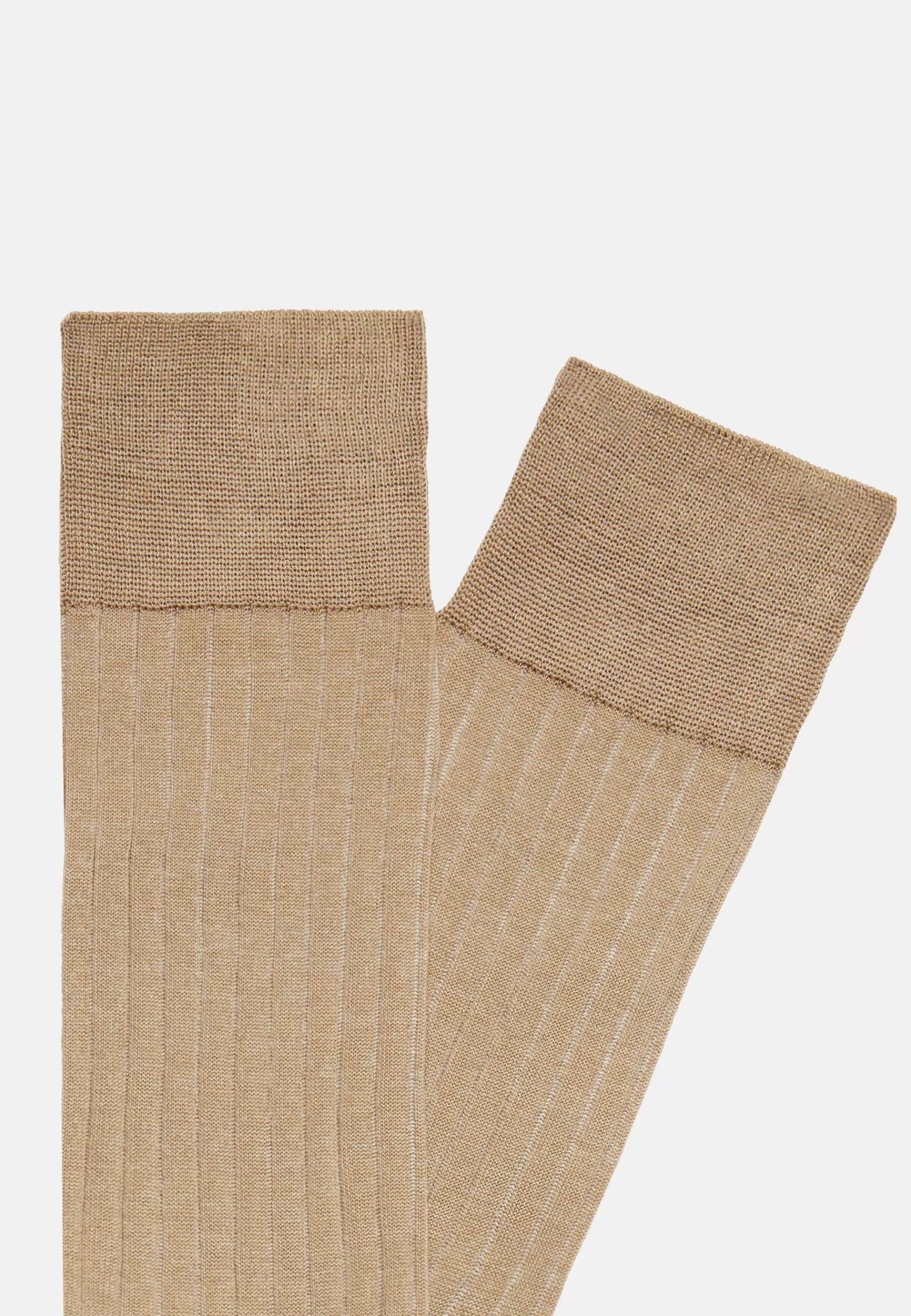 Socks^Boggi Milano Ribbed Cotton Lisle Socks Beige