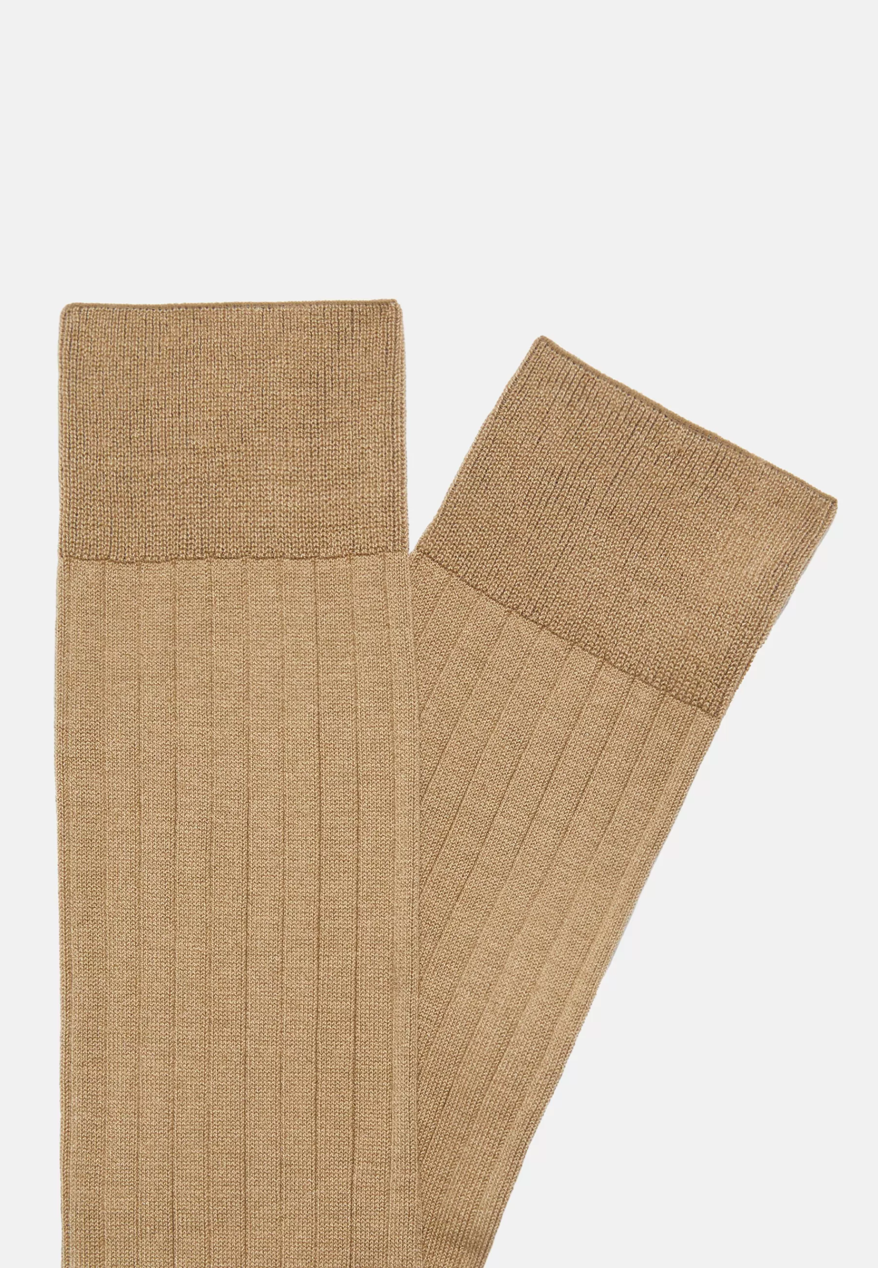 Socks^Boggi Milano Ribbed Cotton Lisle Socks Beige