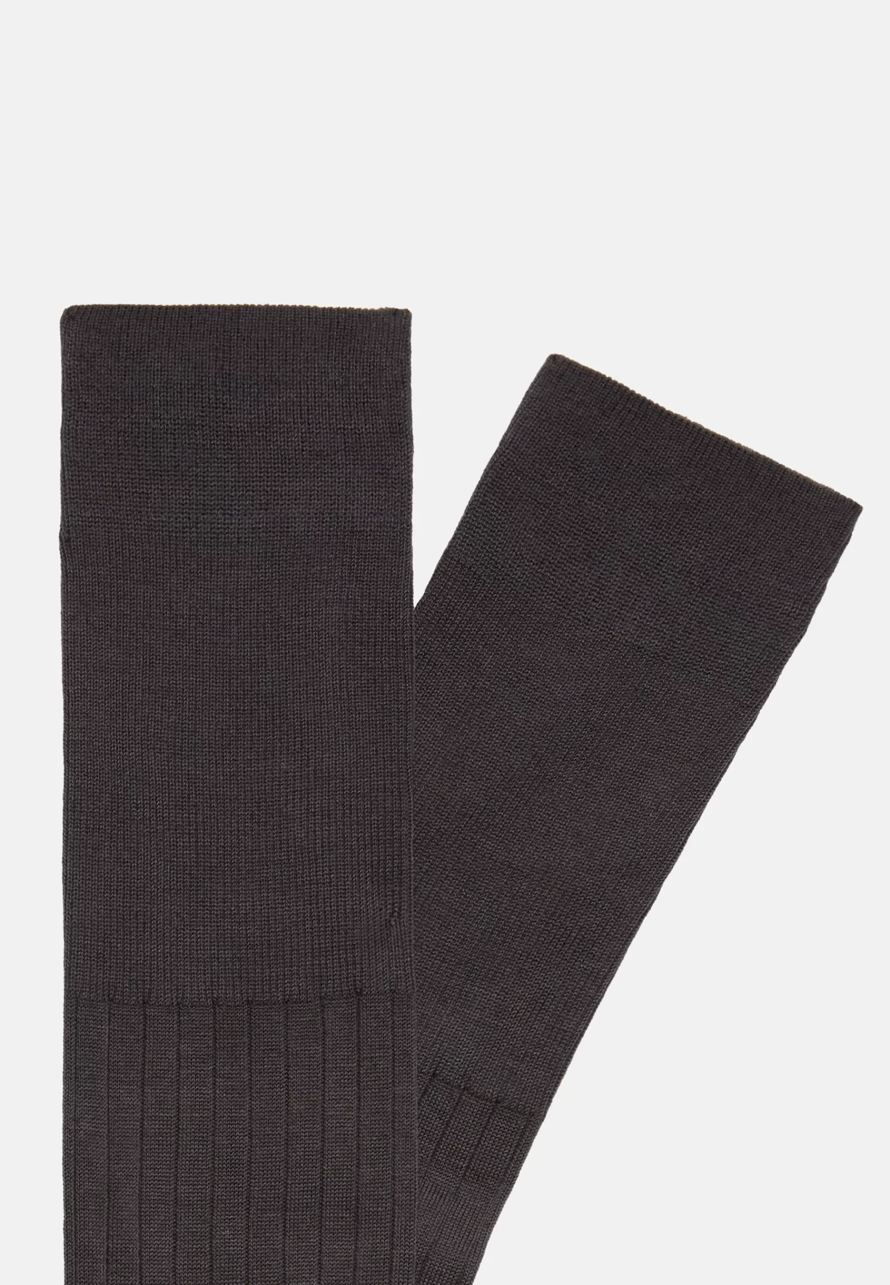 Socks^Boggi Milano Ribbed Cotton Lisle Socks Dark Grey