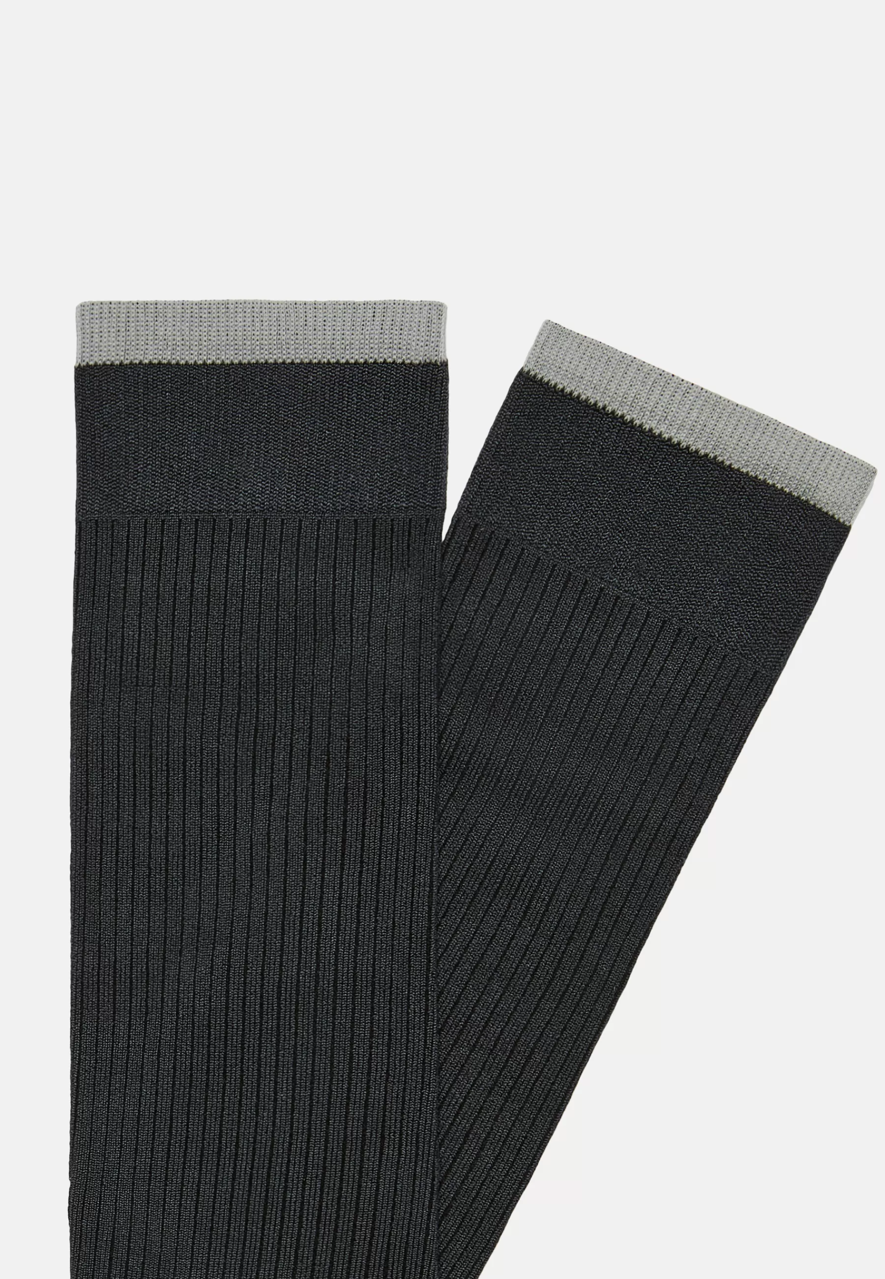 Socks^Boggi Milano Ribbed Pattern Socks In Technical Yarn Dark Grey