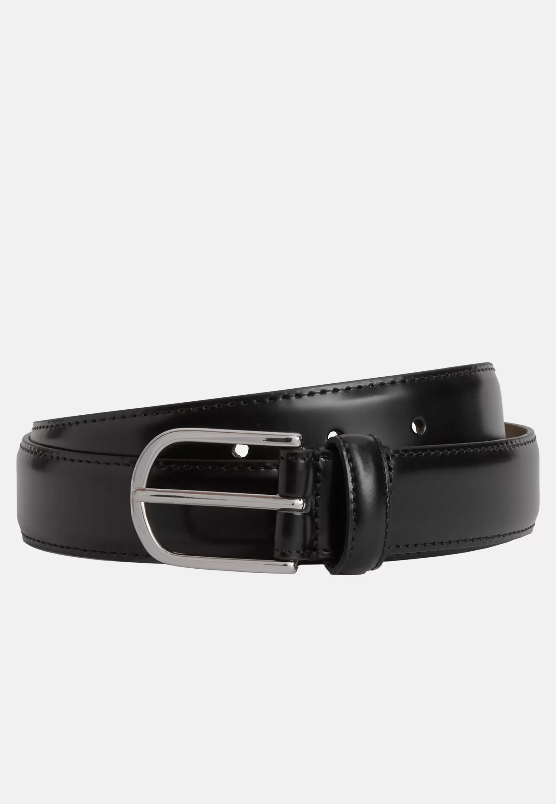 Belts^Boggi Milano Saddle-stitched Leather Belt Black