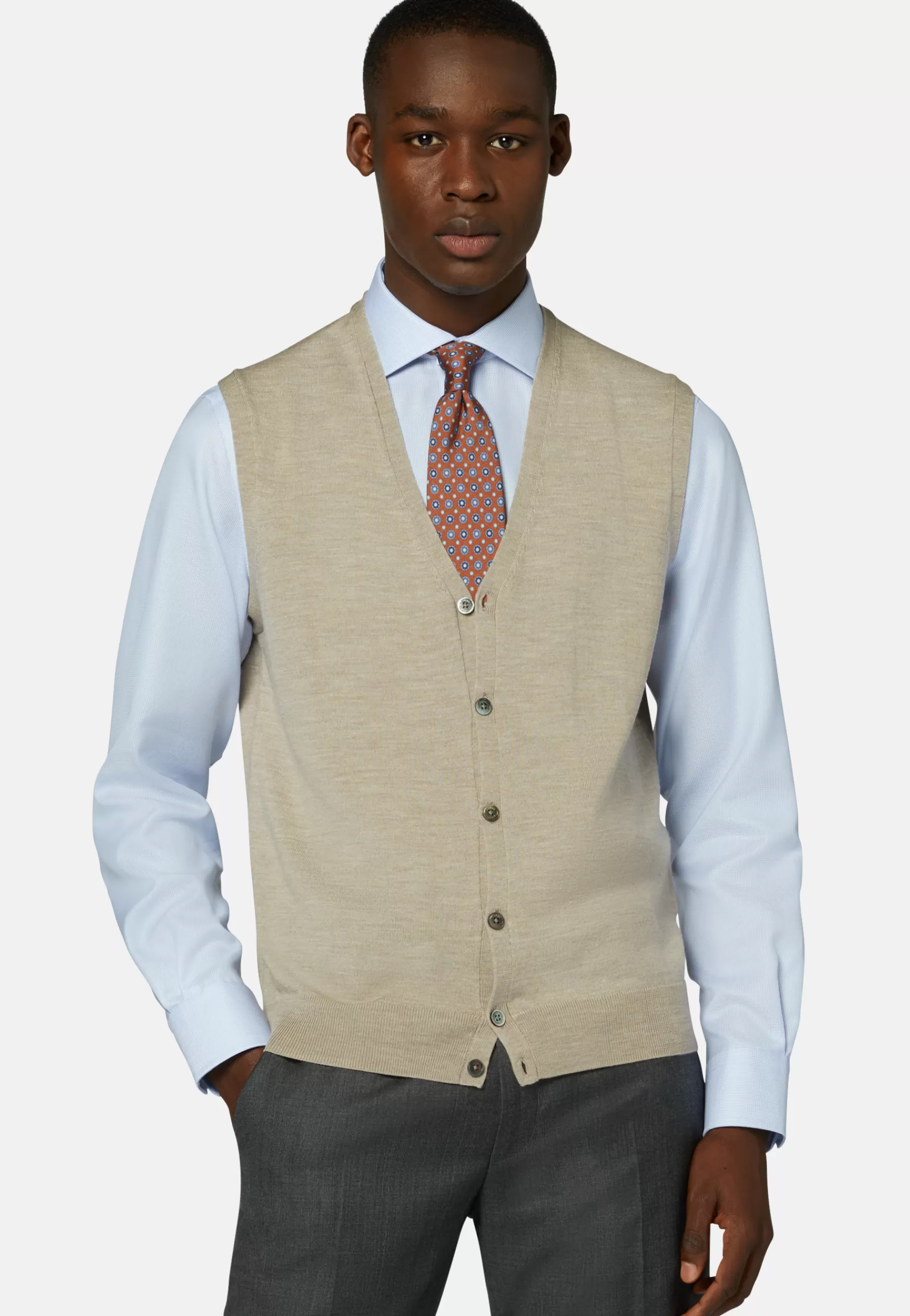 Knitwear^Boggi Milano Knitted Waistcoat In Merino Wool Sand