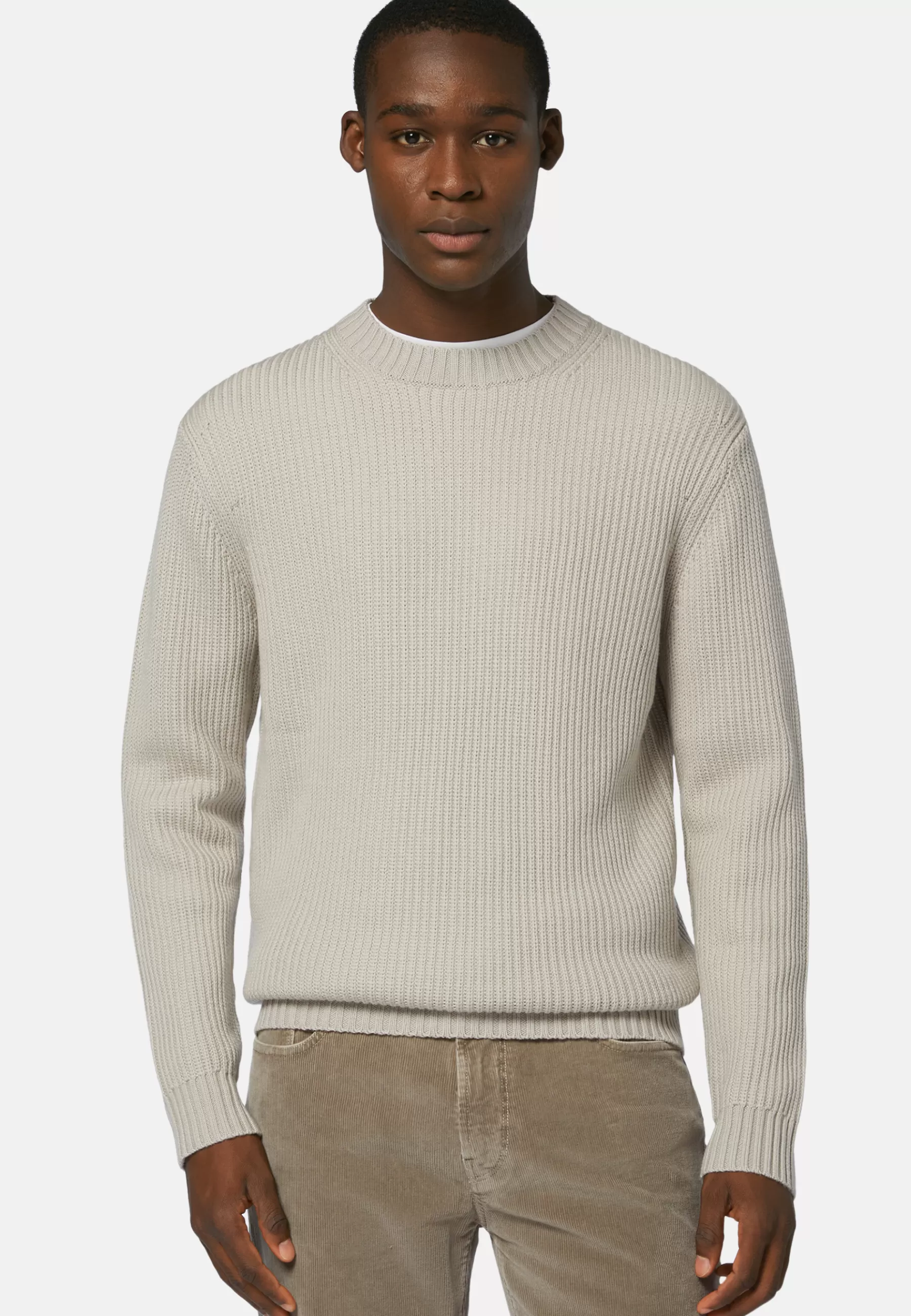 Knitwear^Boggi Milano Merino Wool Crew Neck Jumper Sand