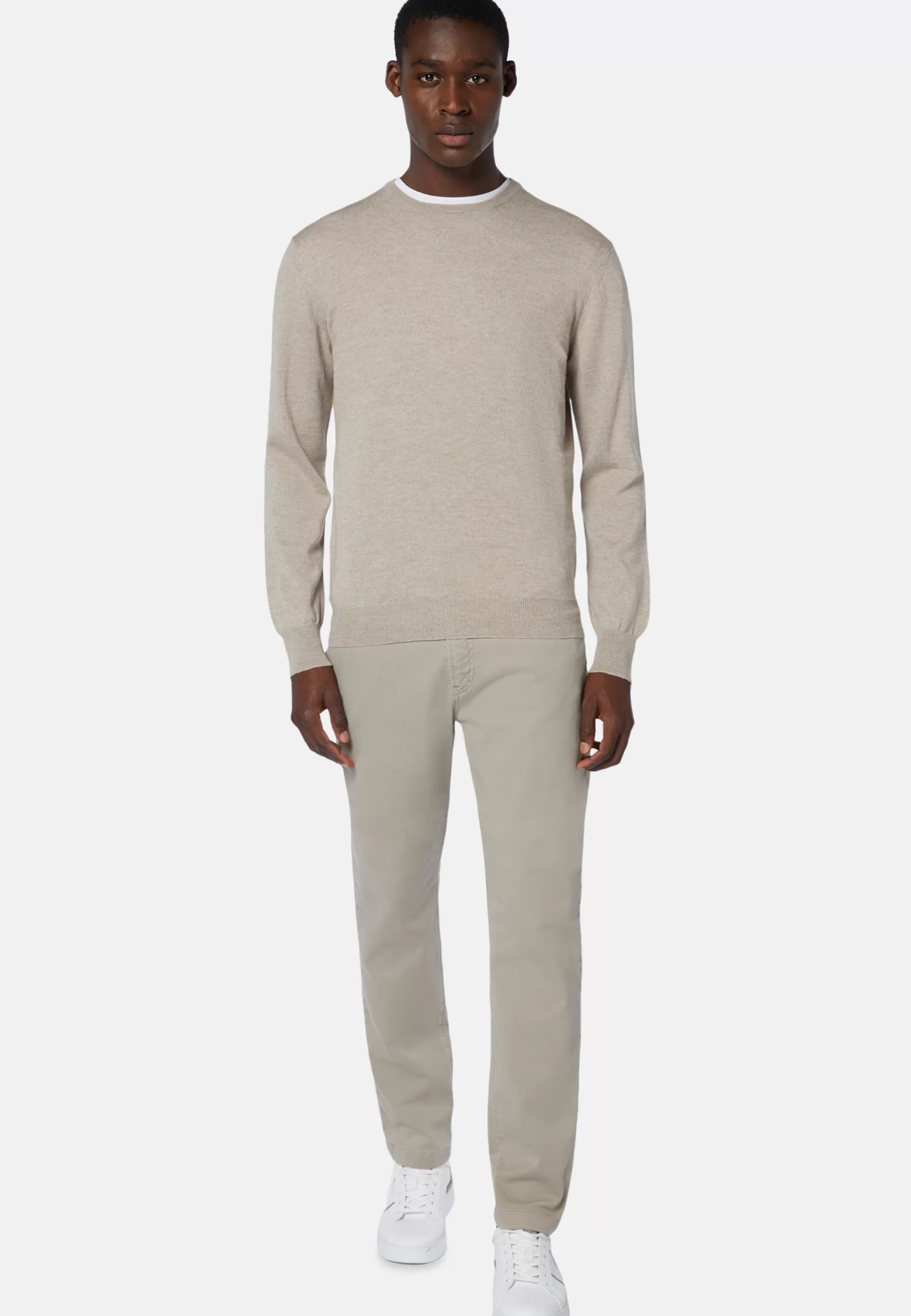 Knitwear^Boggi Milano Merino Wool Crew Neck Jumper Sand