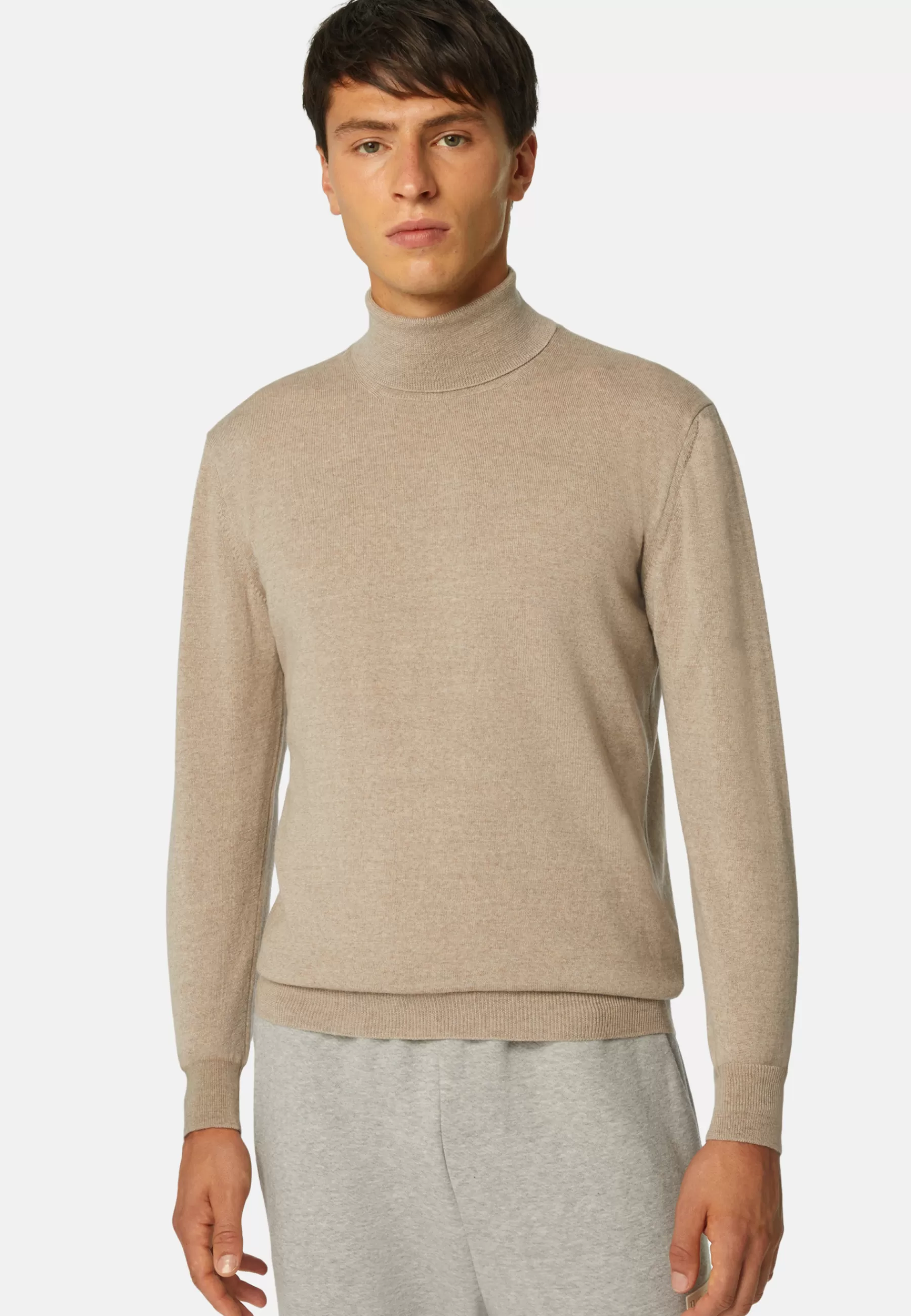 Knitwear^Boggi Milano Merino Wool Polo Neck Jumper Sand