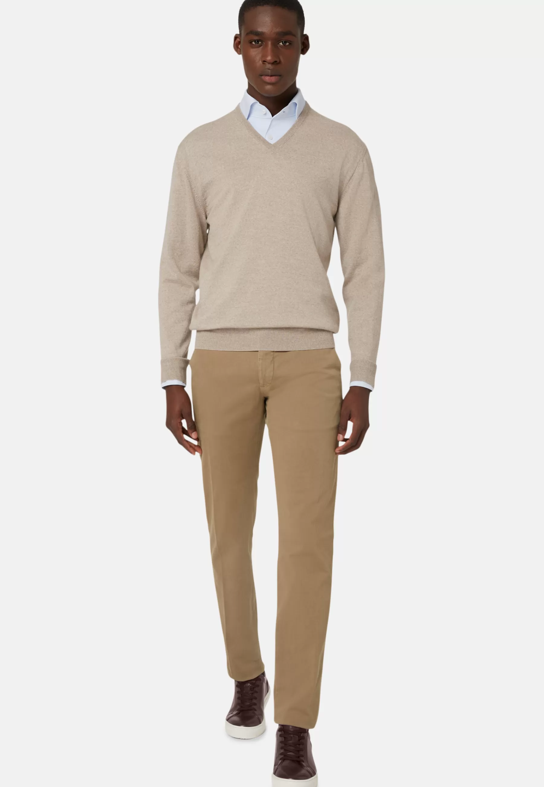 Knitwear^Boggi Milano Merino Wool V-Neck Jumper Sand