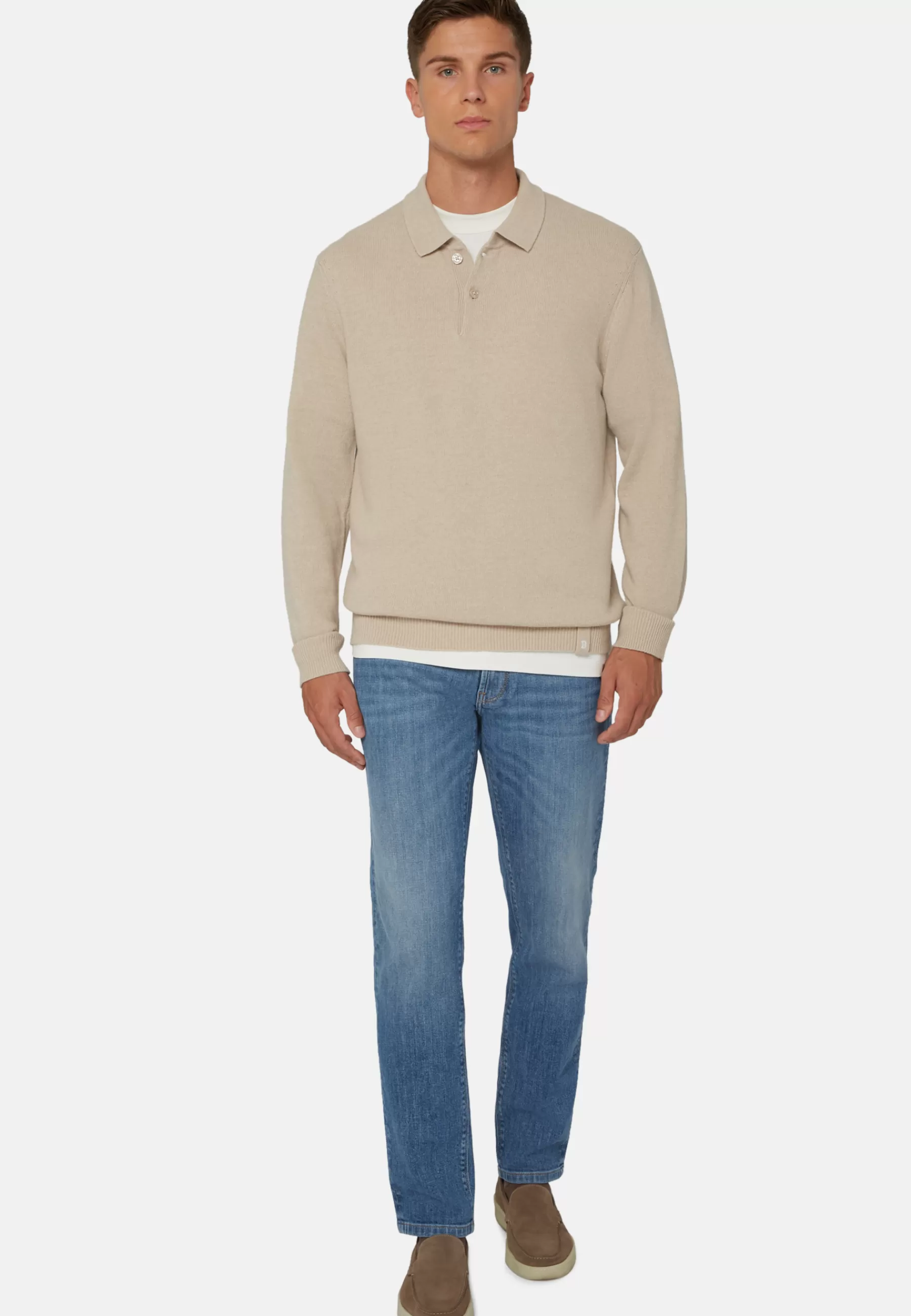 Polo | Knitwear^Boggi Milano Polo Neck Jumper in a Cashmere Blend Sand