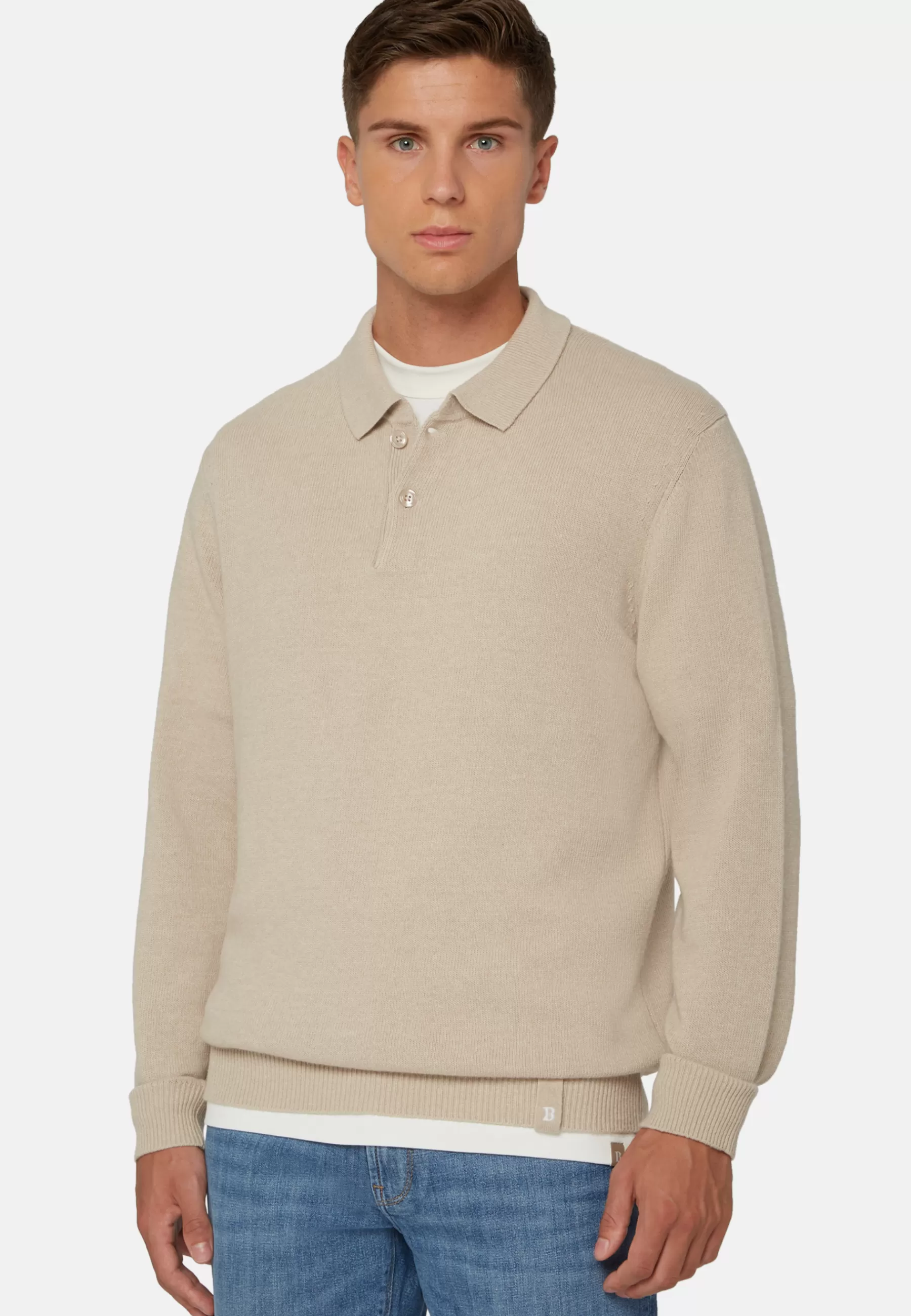 Polo | Knitwear^Boggi Milano Polo Neck Jumper in a Cashmere Blend Sand