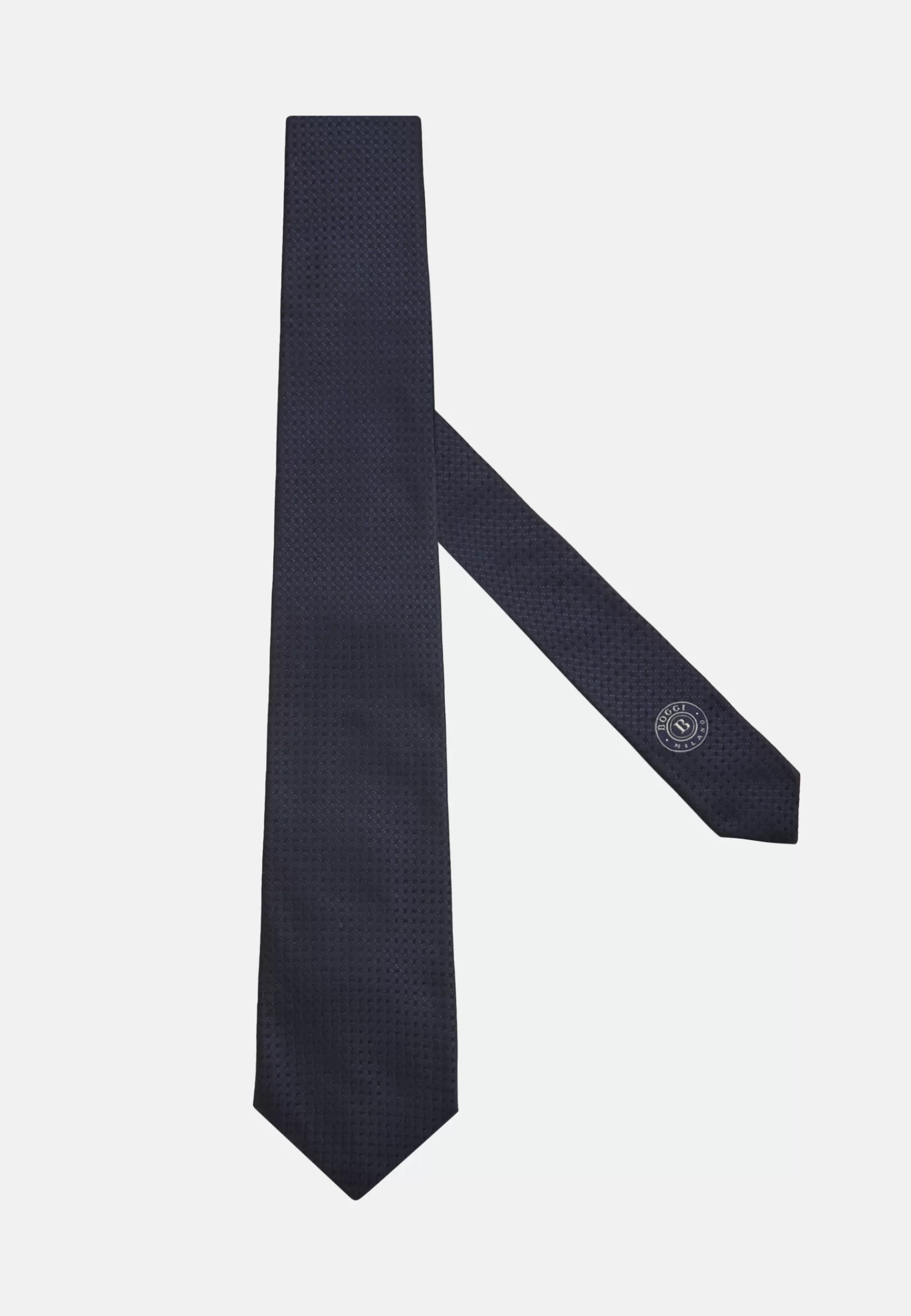 Ties^Boggi Milano Silk Jacquard Tie Navy blue