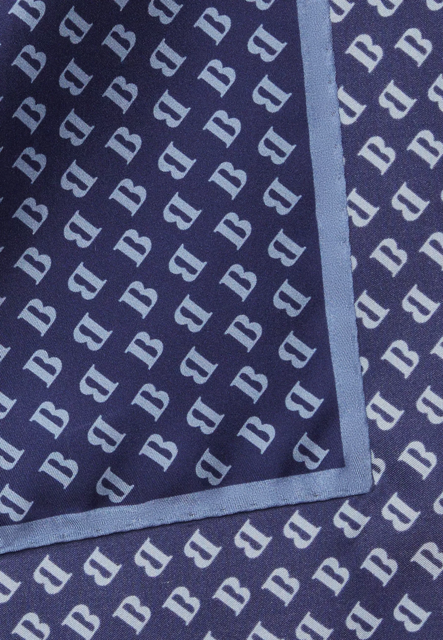 Pocket Squares^Boggi Milano Silk Pocket Square with All-over Logo Print Navy blue