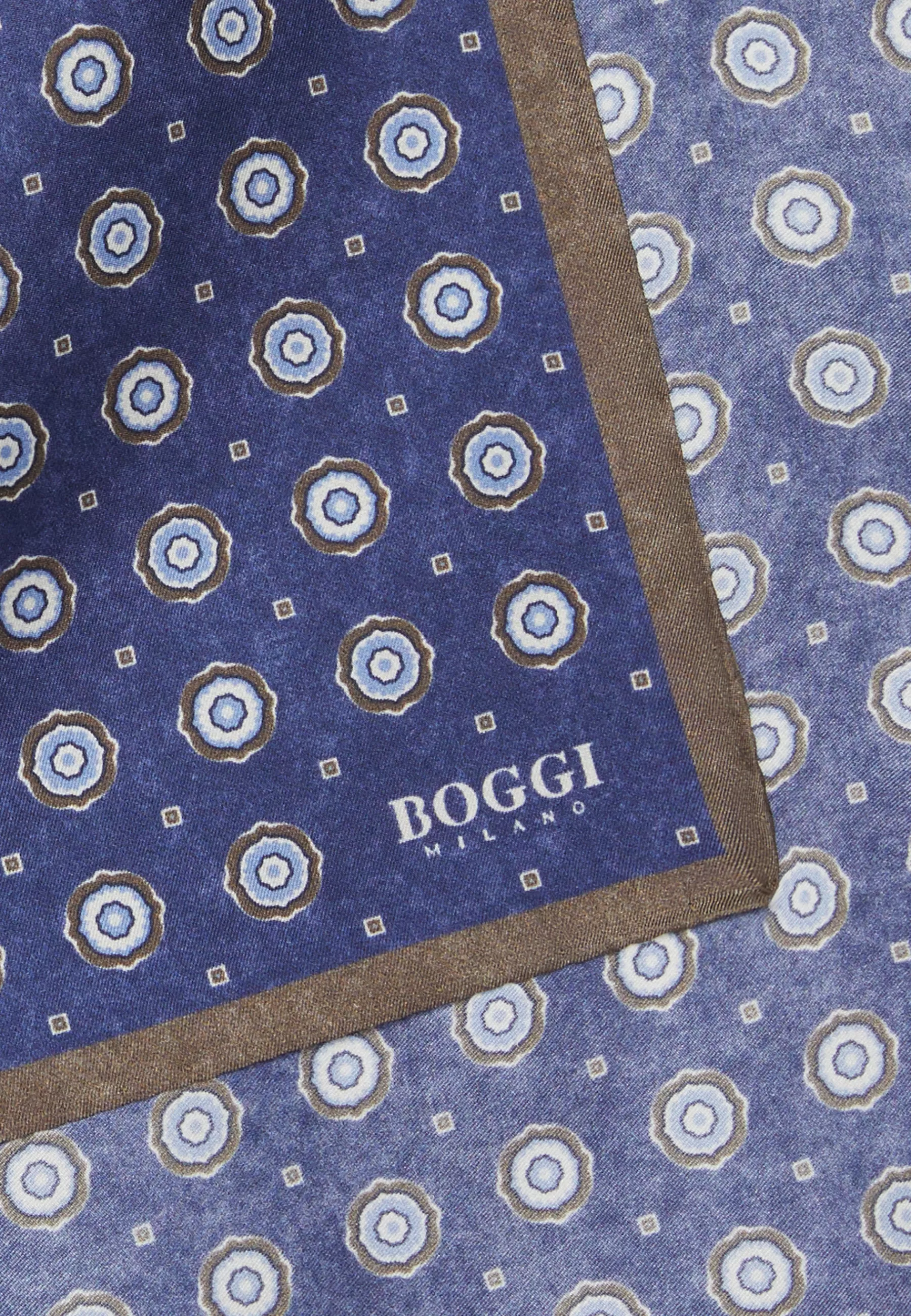 Pocket Squares^Boggi Milano Silk Pocket Square With Medallions Pattern Blue