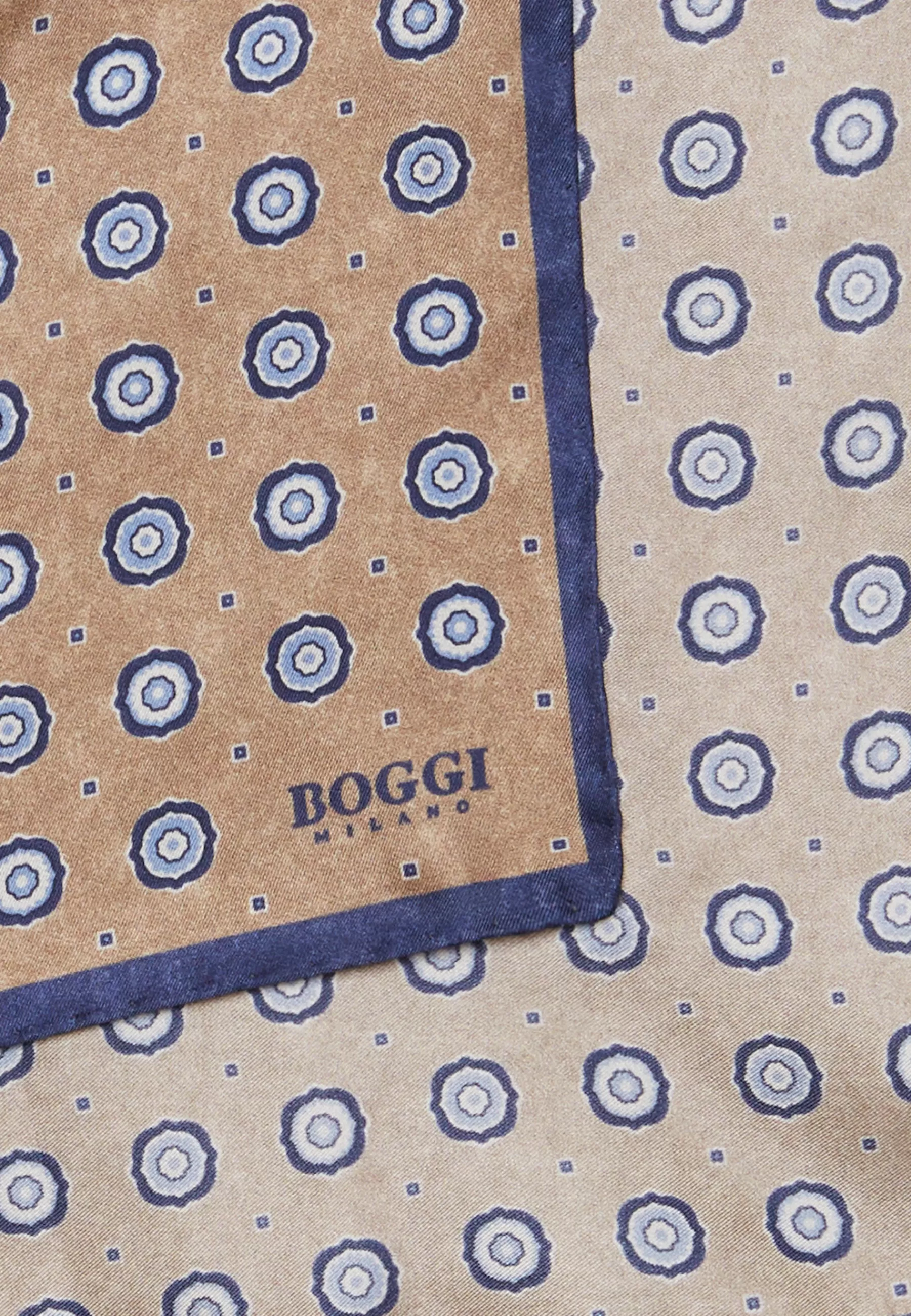 Pocket Squares^Boggi Milano Silk Pocket Square With Medallions Pattern Beige