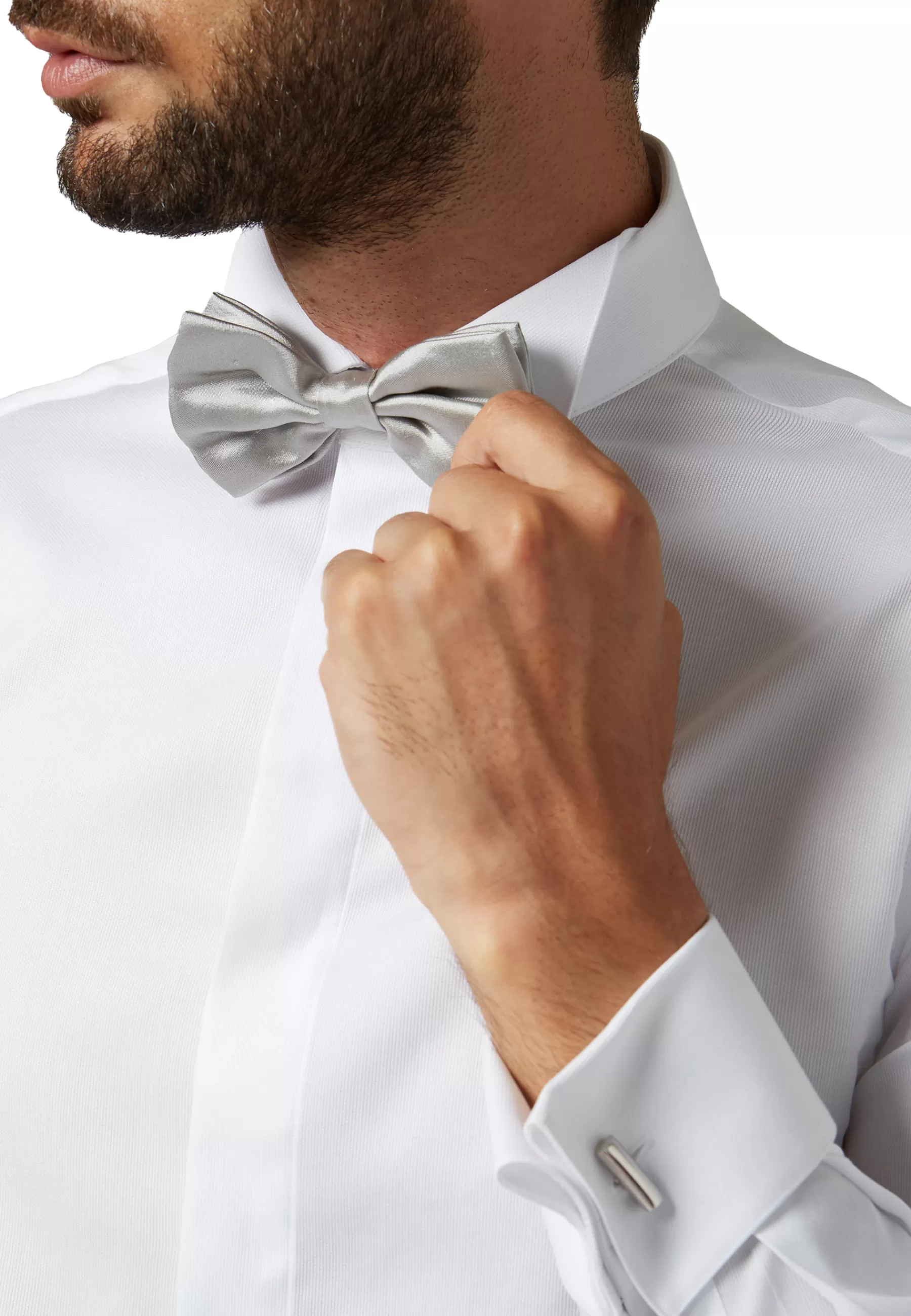 Bow ties^Boggi Milano Knotted Silk Bow Tie Silver